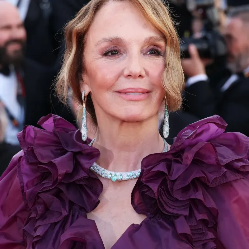 <p>Emily in Paris actress Philippine Leroy-Beaulieu wears a Pomellato High Jewellery necklace set with 20.15 carats of Paraiba tourmaline, alongside a matching pair of earrings</p>