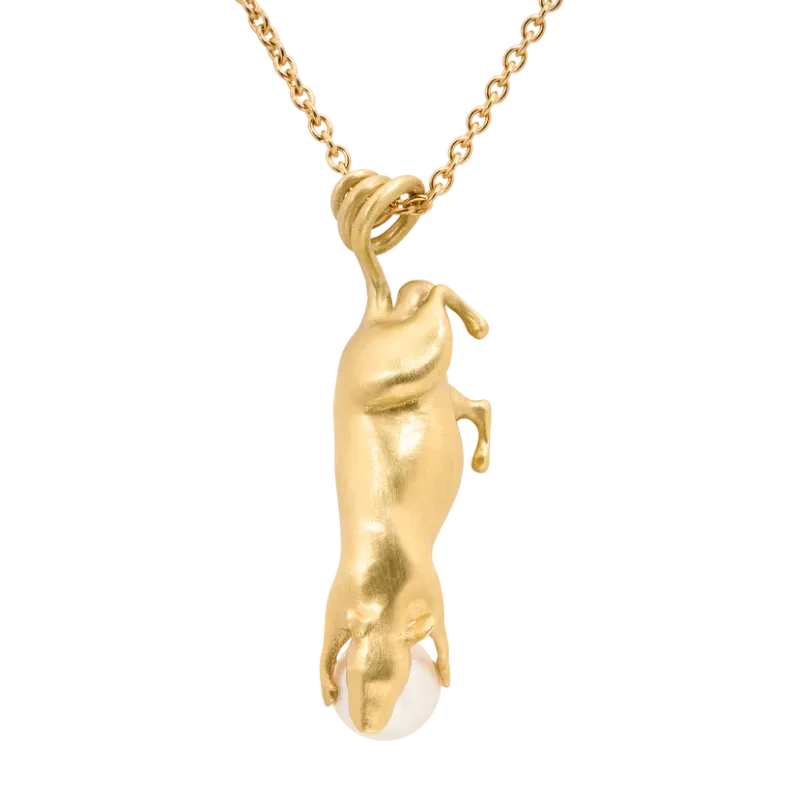 Polly Wales 18K yellow gold and pearl Ratticus Rat necklace