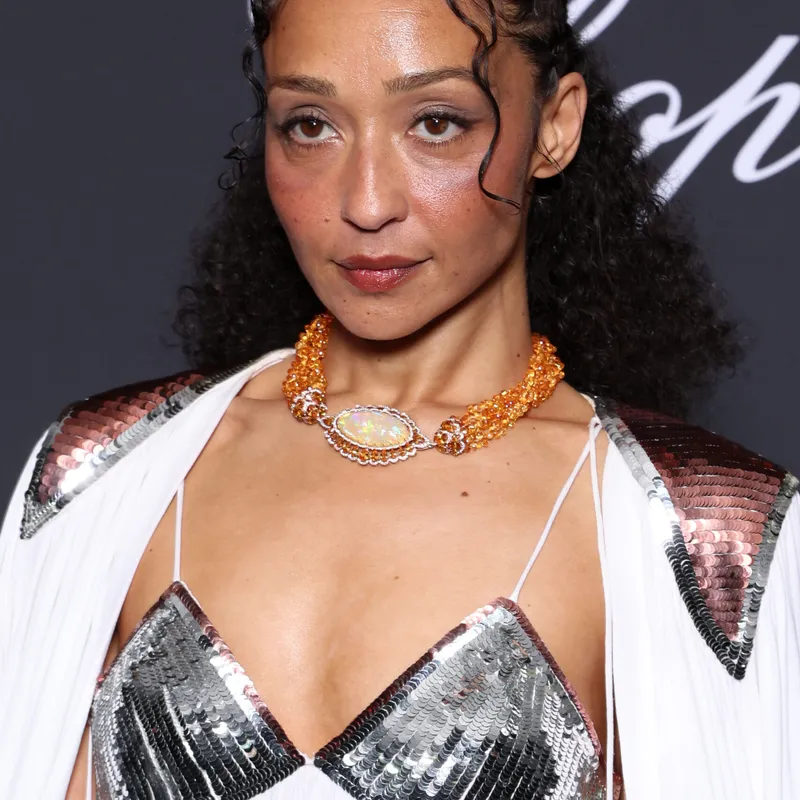 <p>Ruth Negga wears a Chopard necklace featuring and oval-shaped opal at the 2026 Cannes Film Festival</p>