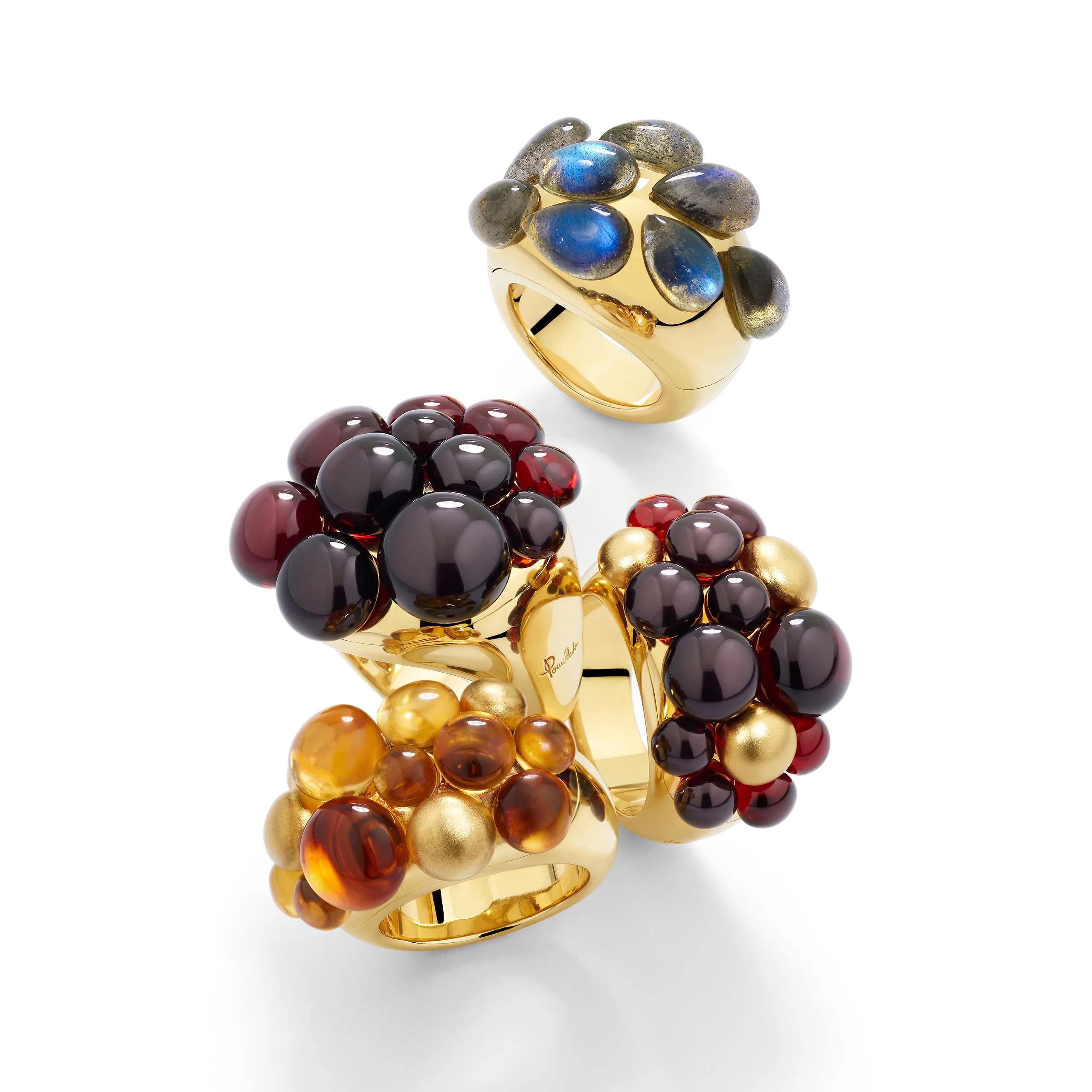 Pomellato Mora rings and Rugiada ring, 1996