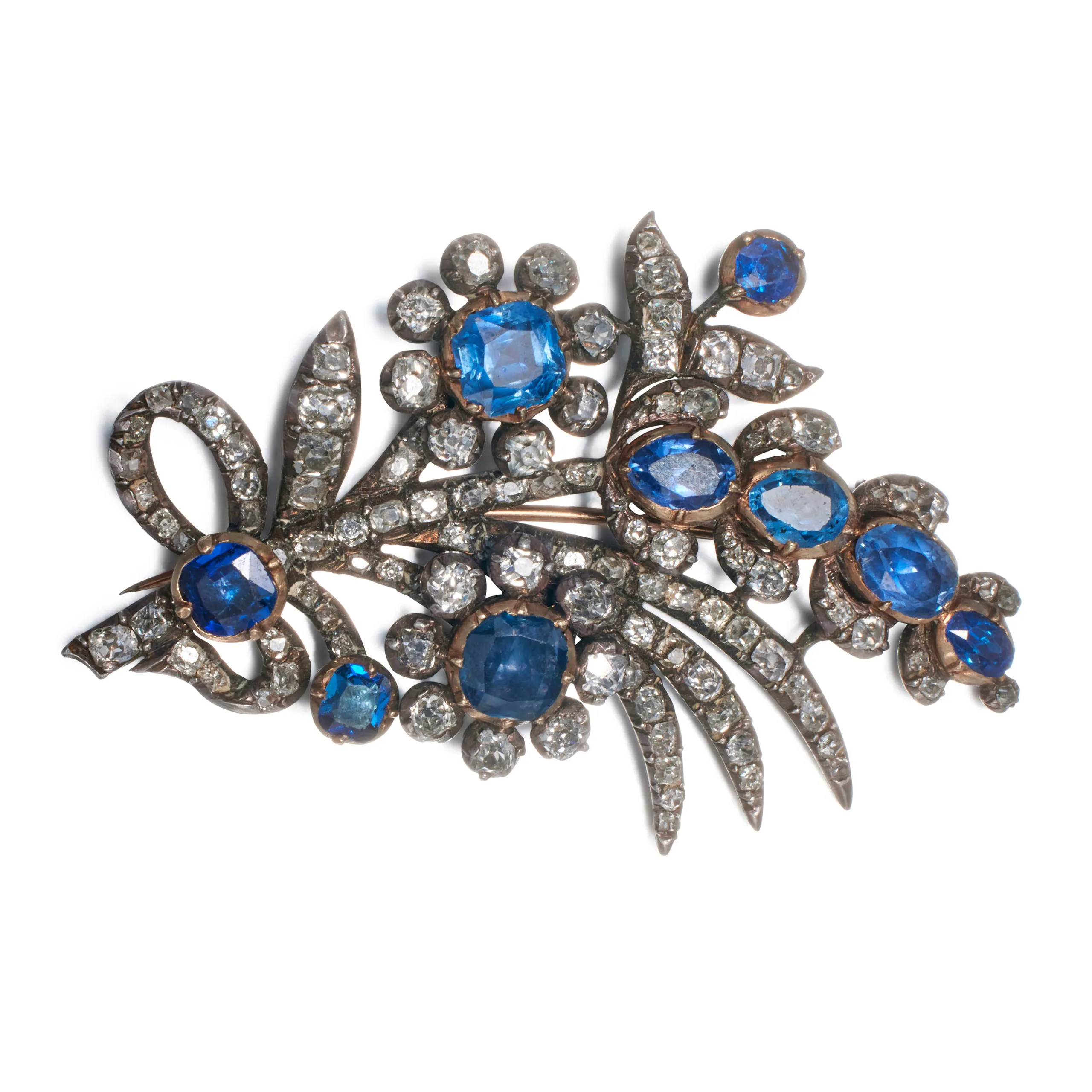Russian Imperial sapphire and diamond flower ornament, circa 175.