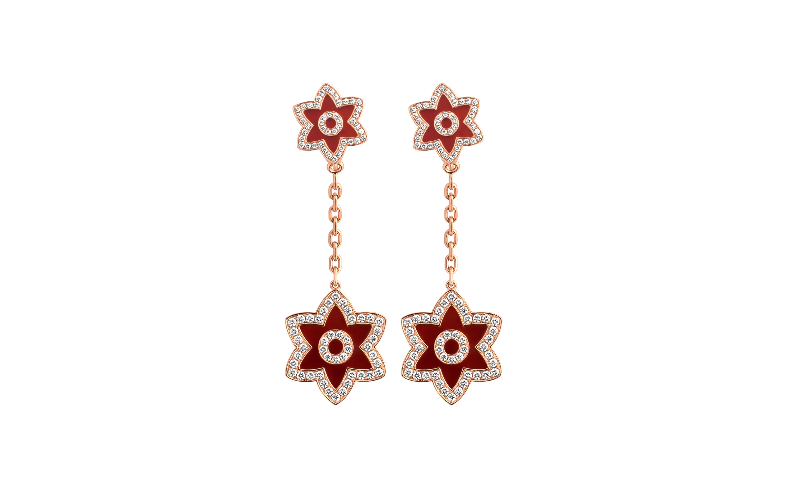 <p>AKANO Adaeze Red Carnelian drop earrings with D-F colour diamonds of VVS clarity set in 18k gold </p>