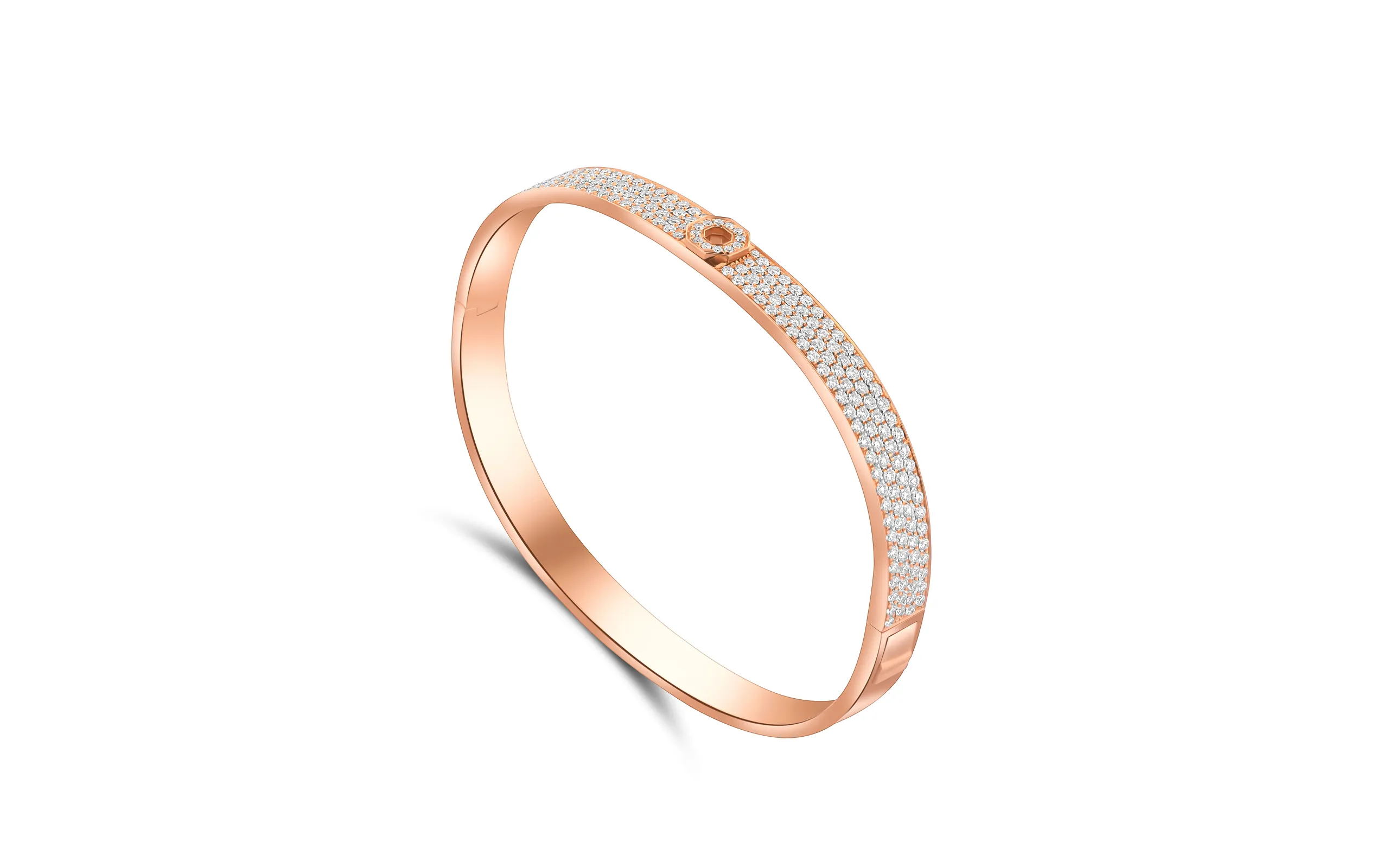 <p>AKANO Pave Hexagon Diamond bangle from the Signature collection with 2.4 carats of D-F colour, VVS clarity diamonds set in 18k gold </p>