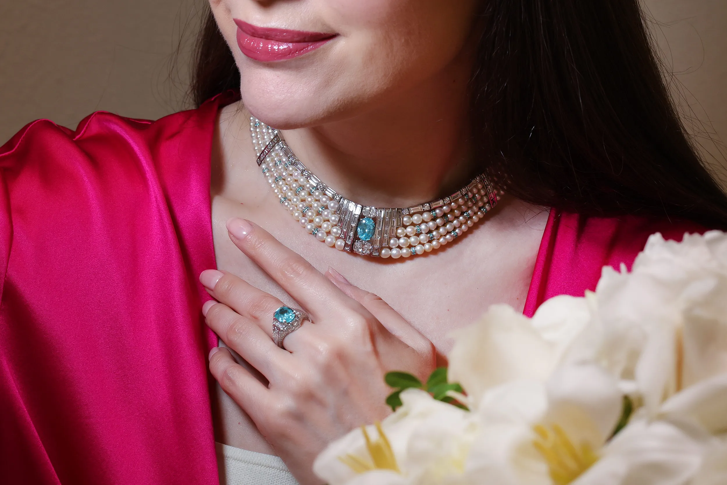 <p>Al Zain debuted its new Arab Deco high jewellery designs that pair rare Paraiba tourmalines with natural pearls and diamonds</p>

