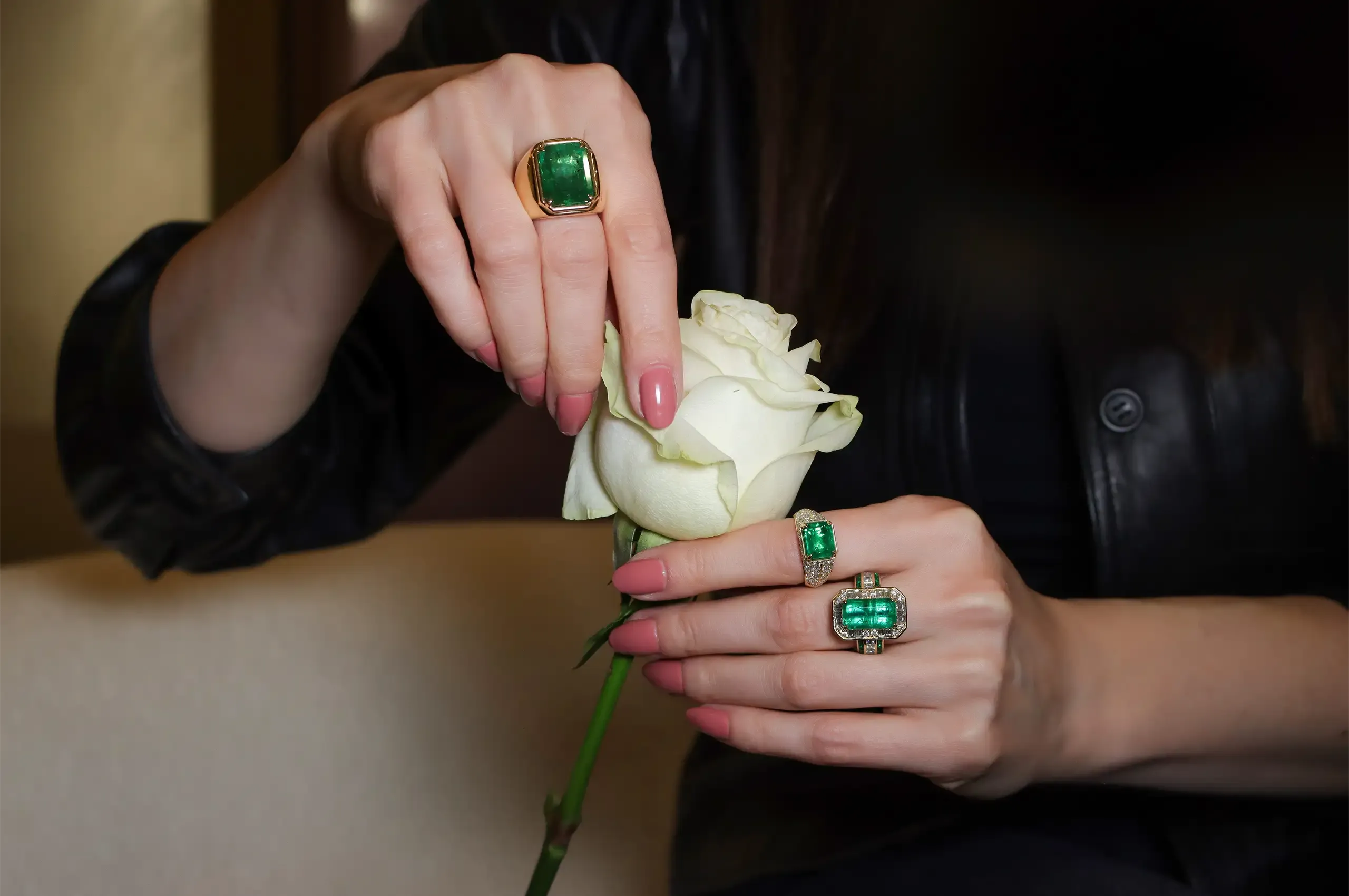 Emeralds in different proportions and settings showcase the variety of ANTON Jewellery’s contemporary High Jewellery designs