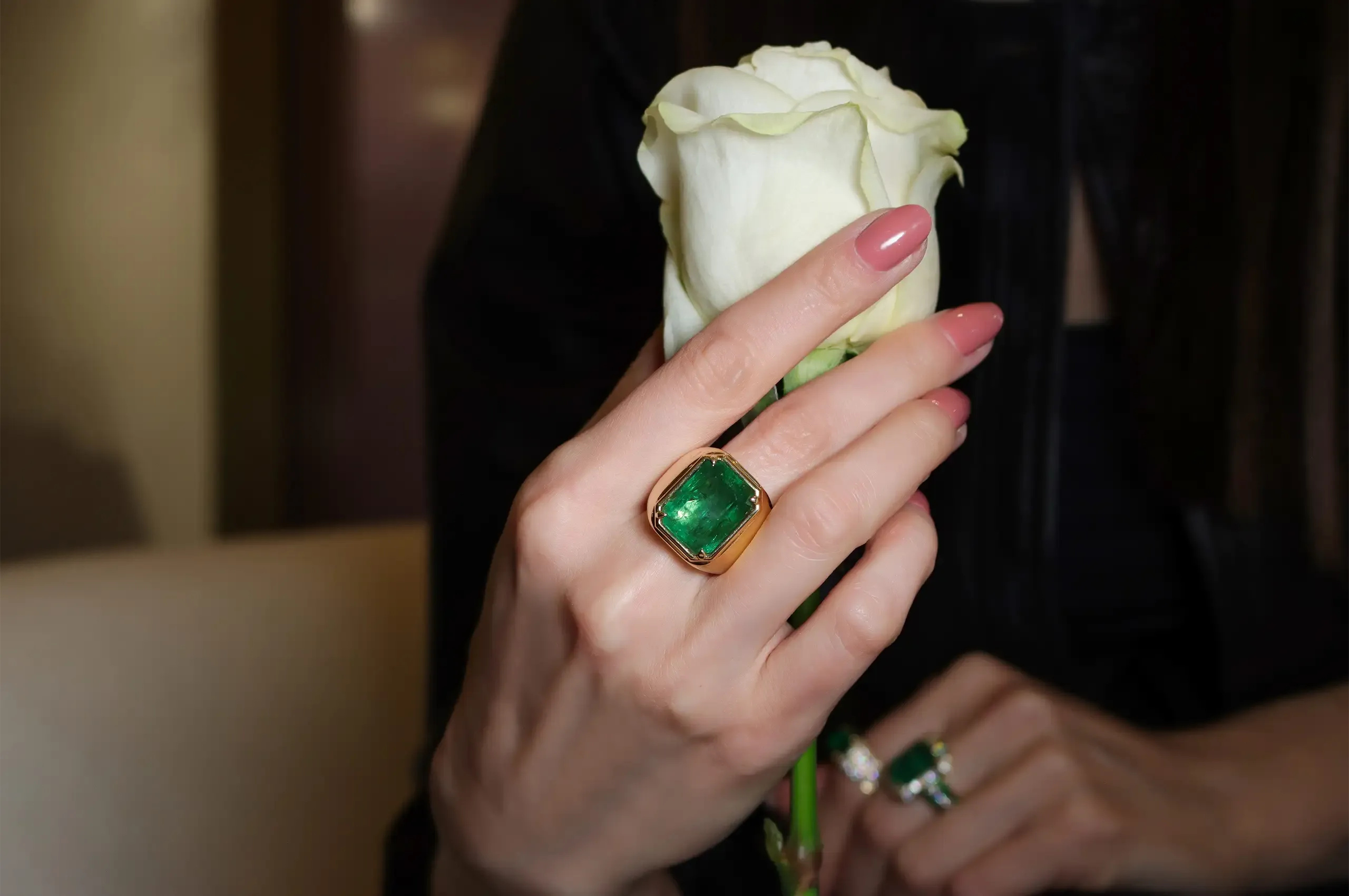The Luminous Octagon Emerald Ring reflects ANTON’s Luminous collection philosophy, with designs built around the raw beauty of natural gemstones