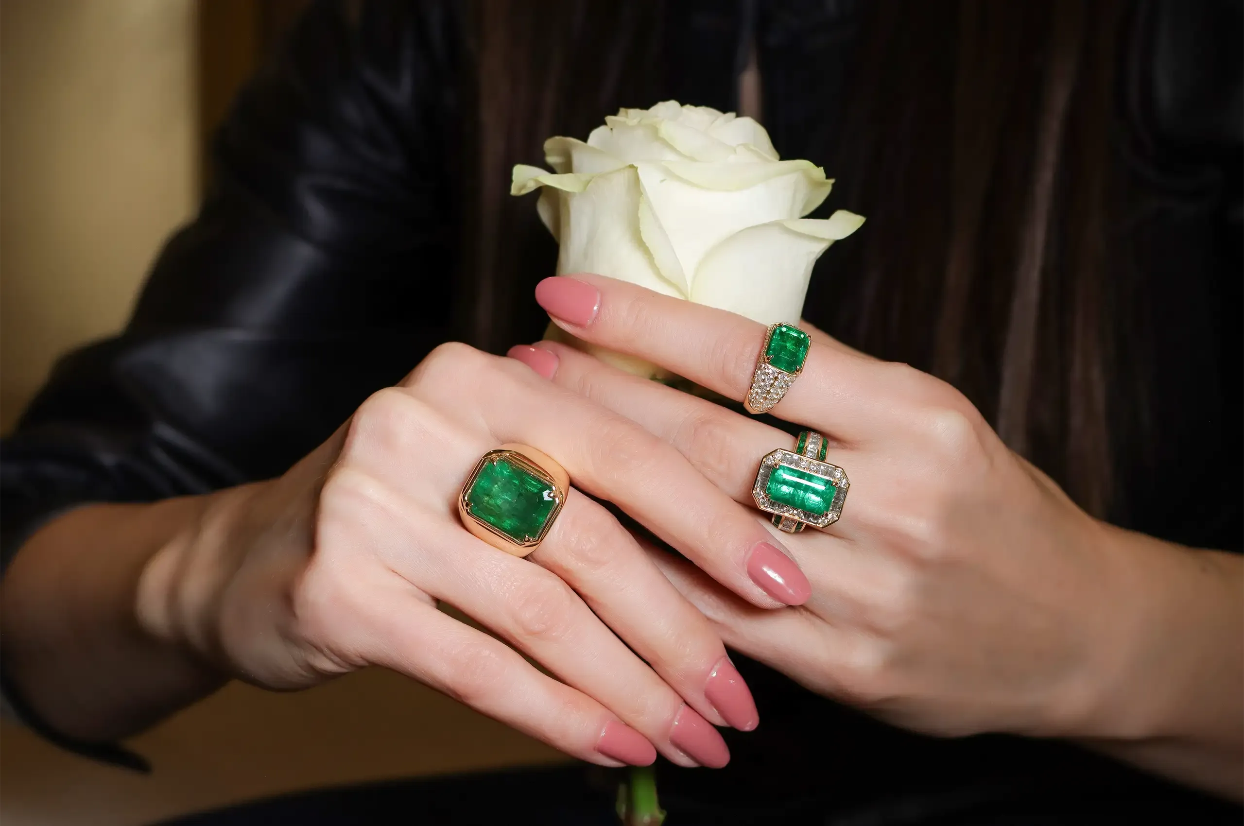Three interpretations of the emerald cocktail ring showcase ANTON Jewellery’s growing focus on large coloured gemstones and more adventurous design