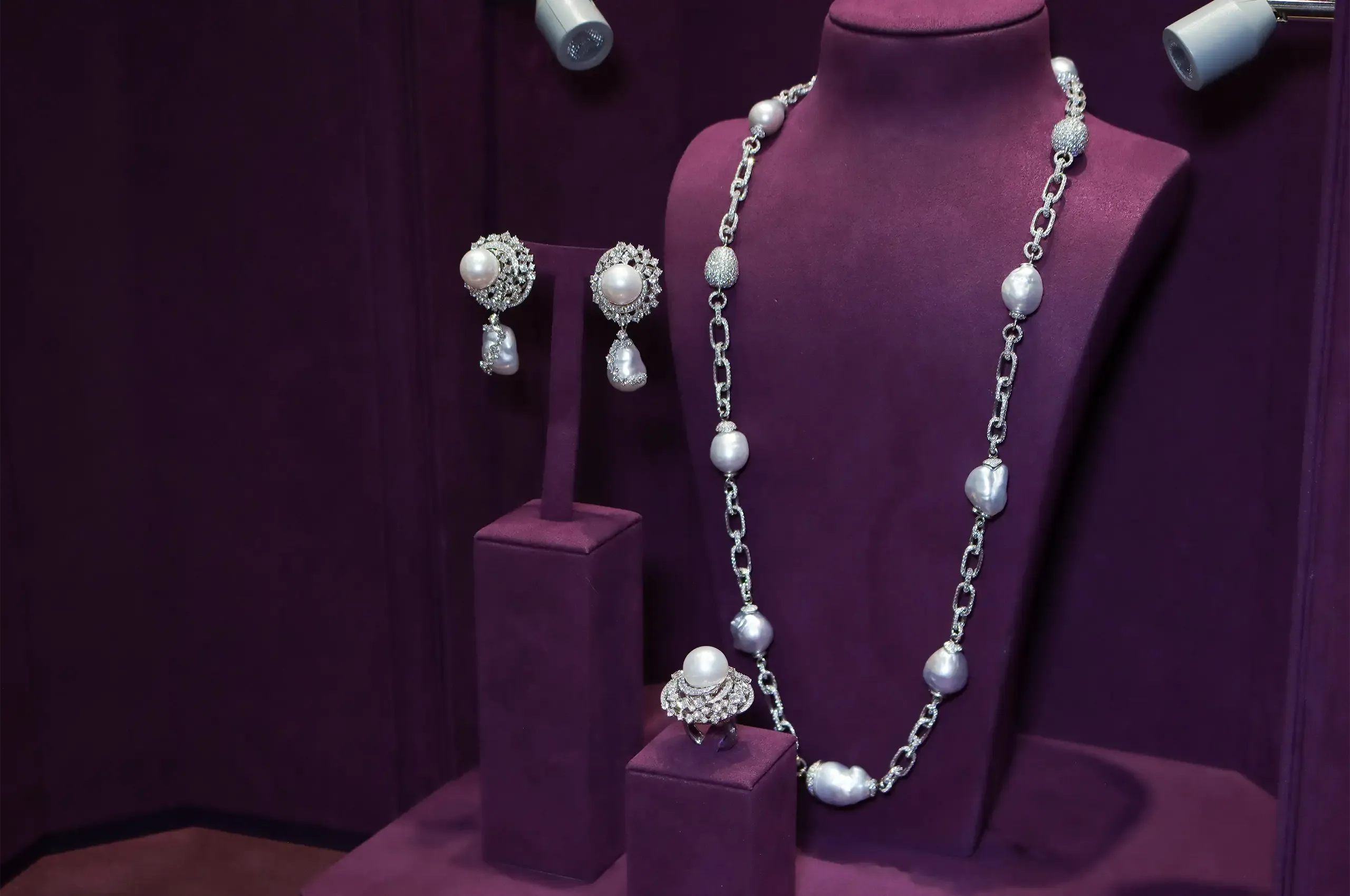 ANTON pairs Autore South Sea pearls with diamonds across its Artisan necklace and Galaxy Gala High Jewellery ring and earrings