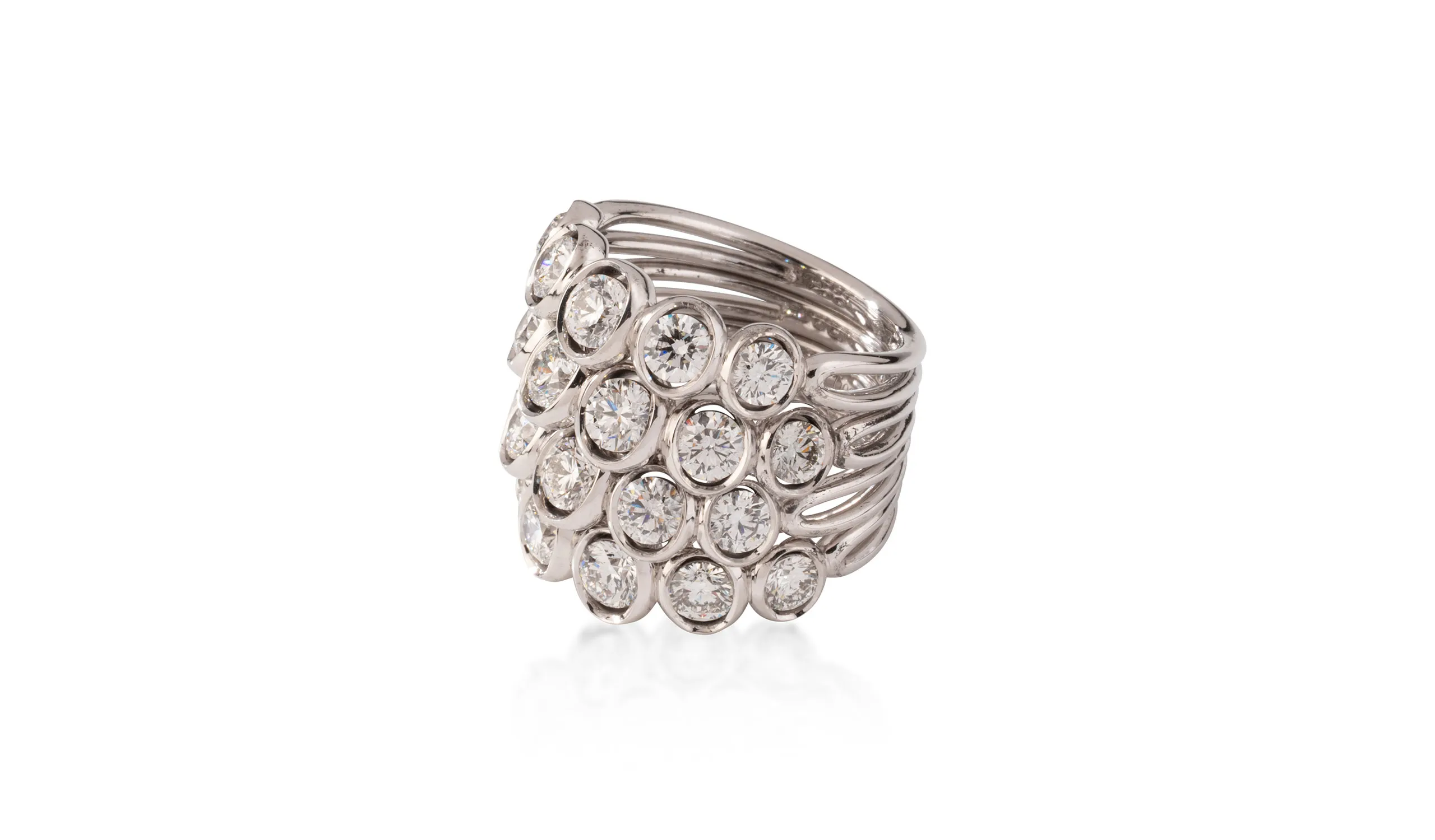 <p>A contemporary interpretation of the Quatre Corps ring, an iconic Réne Boivin design, in white gold and diamonds</p>
