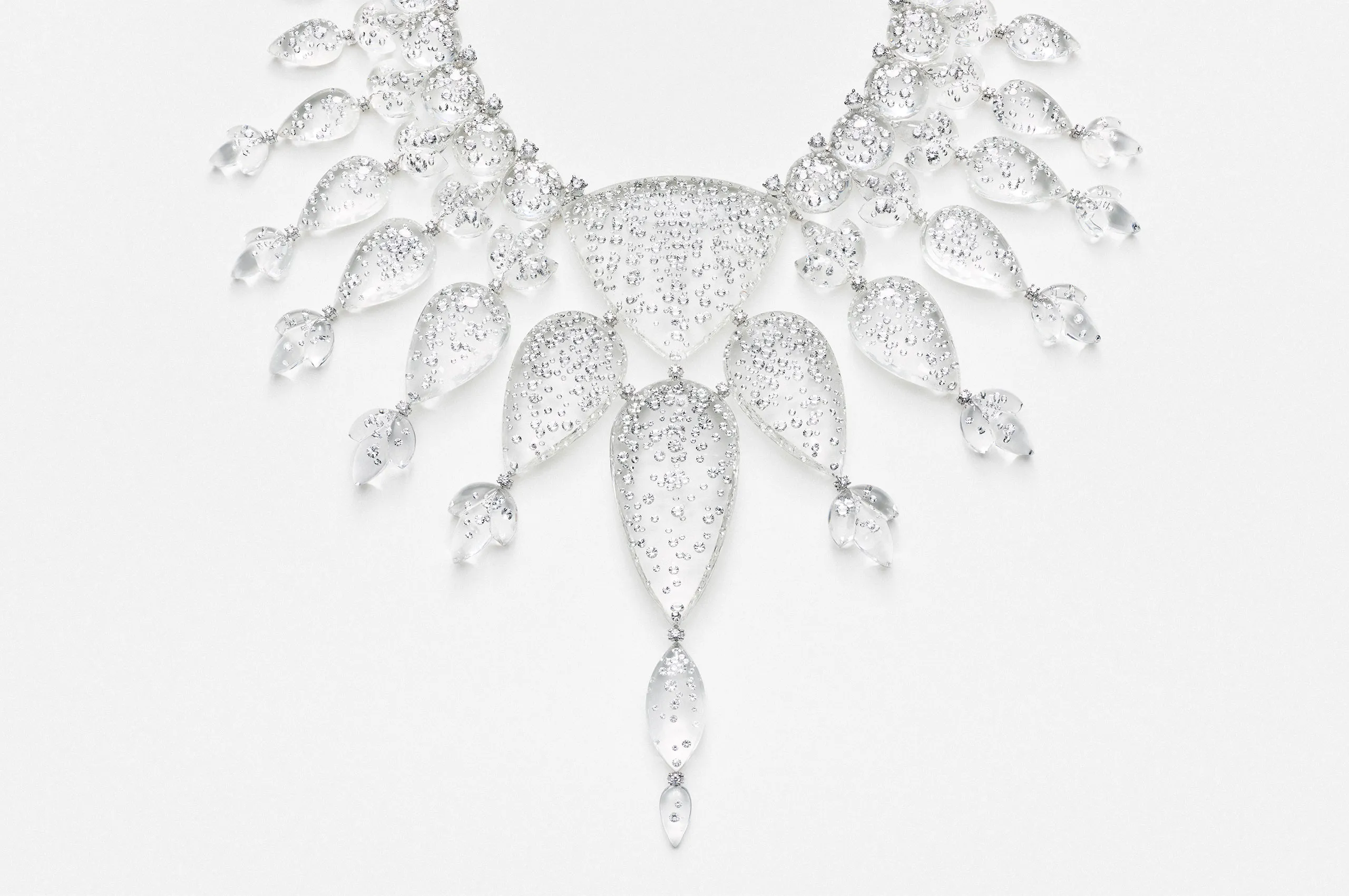 Boucheron Rain necklace with rock crystal and diamonds in white gold from the Human Being Carte Blanche High Jewellery collection