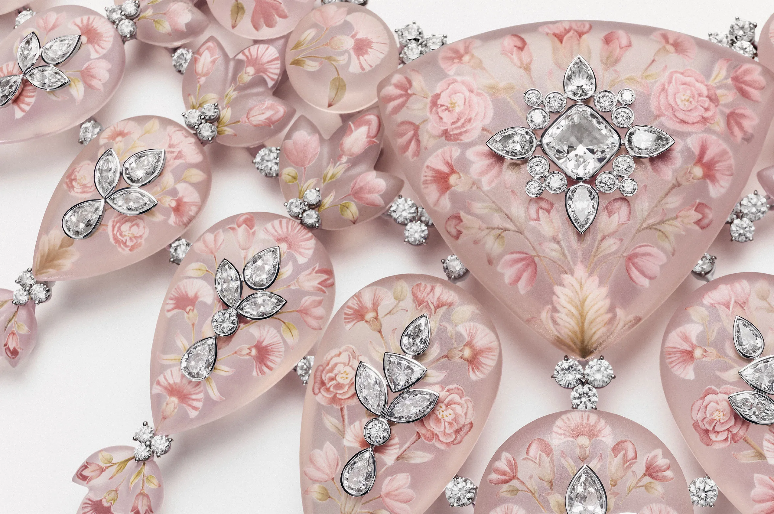 The exquisite miniature painting at the centre of Boucheron's Flower necklace adds an intimate artistic dimension to the Human Being Carte Blanche High Jewellery collection.