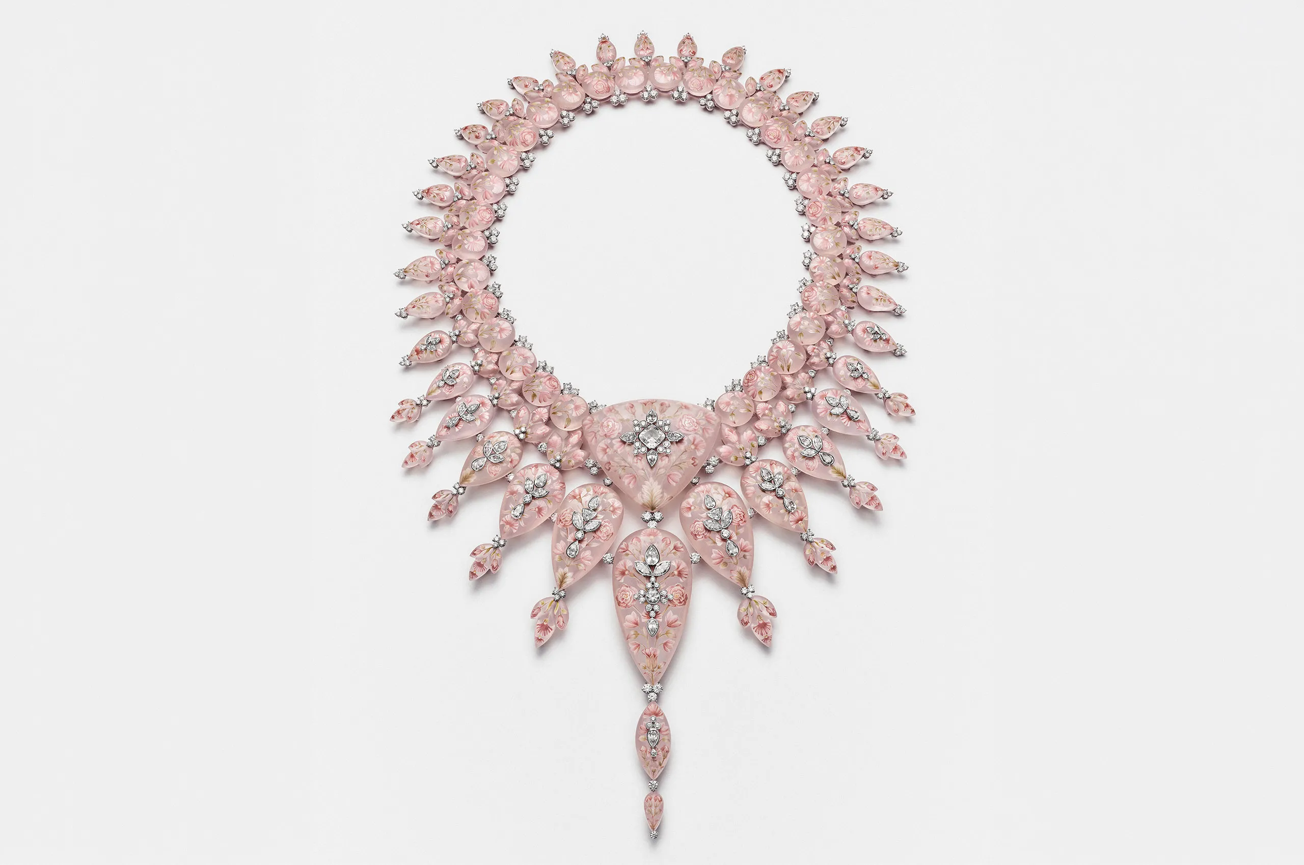 Inspired by the delicate beauty of a flower in bloom, the Flower necklace from Boucheron's Human Being Carte Blanche High Jewellery collection celebrates nature through sculptural design.