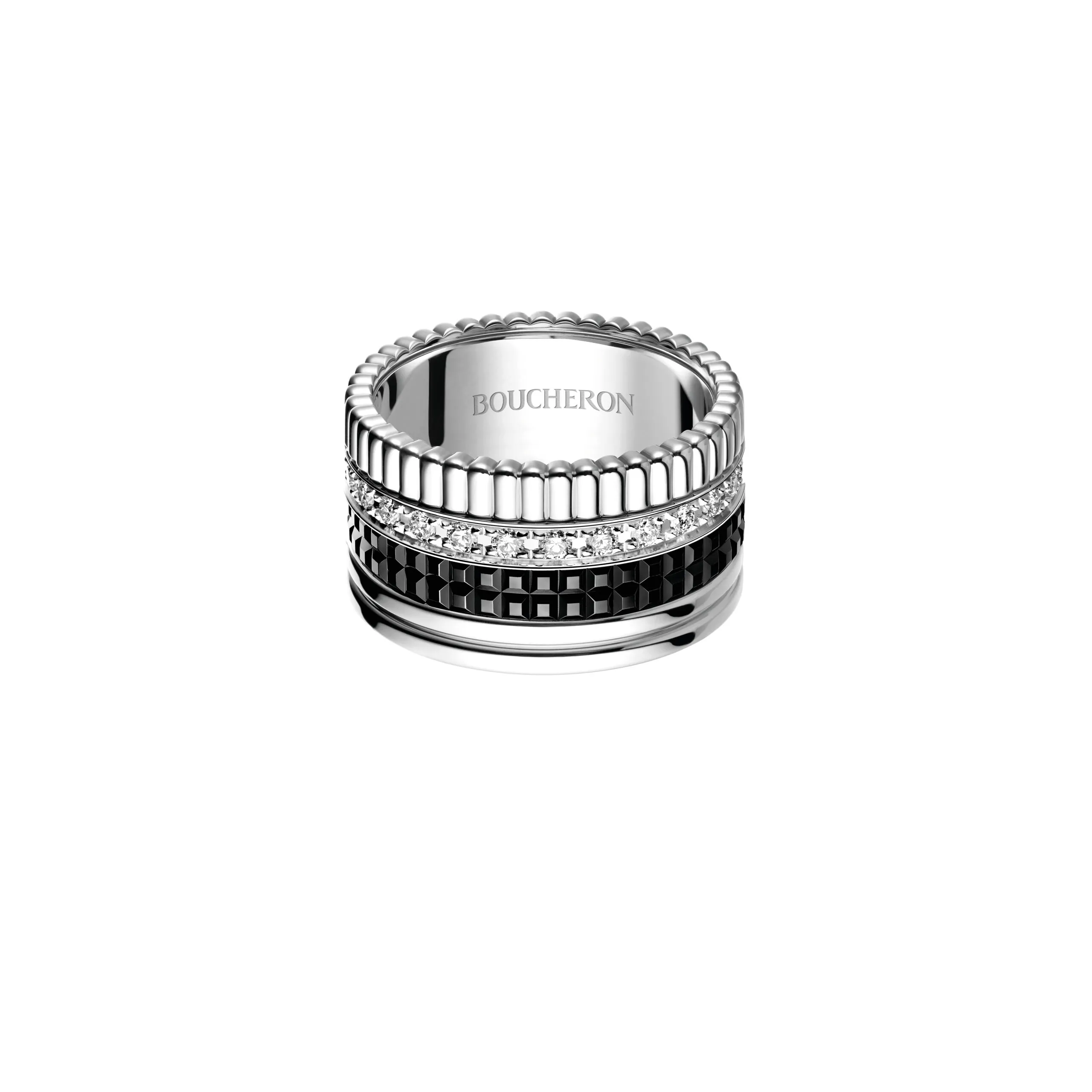 <p>He also added this Boucheron Quatre ring into the mix</p>
