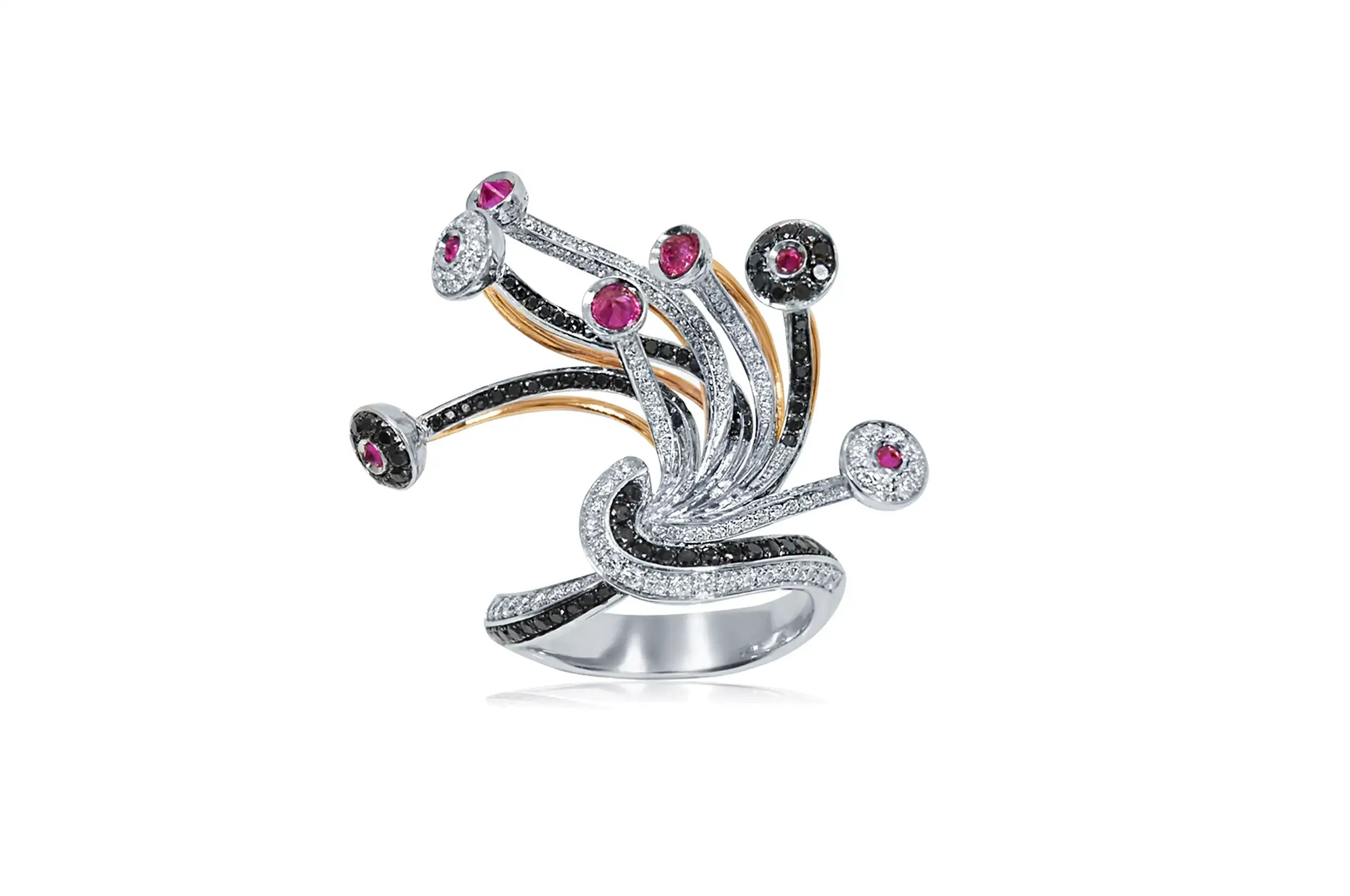 The Les Jardins de Bachtale ring evokes the poetry of Moroccan gardens, where nature reveals itself through the finesse of high jewellery
