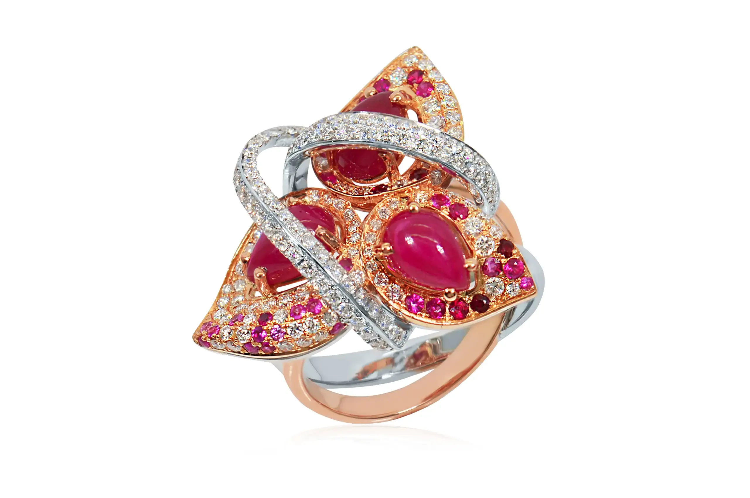A symbol of delicate and eternal love, this Bachtale ring from the La Rose d’Amour collection celebrates the rose