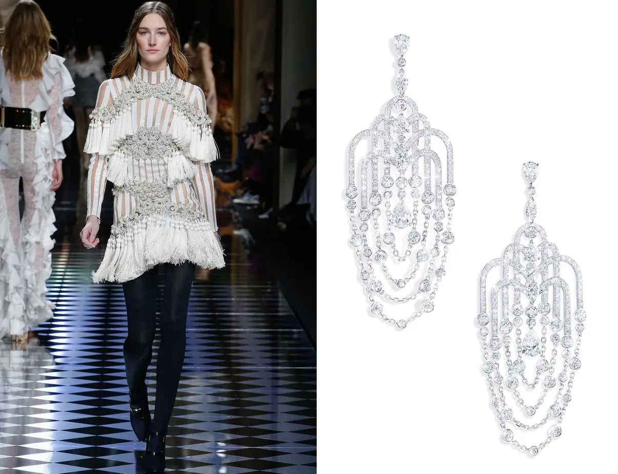<p>Balmain and Piaget Diamond Earrings</p>
