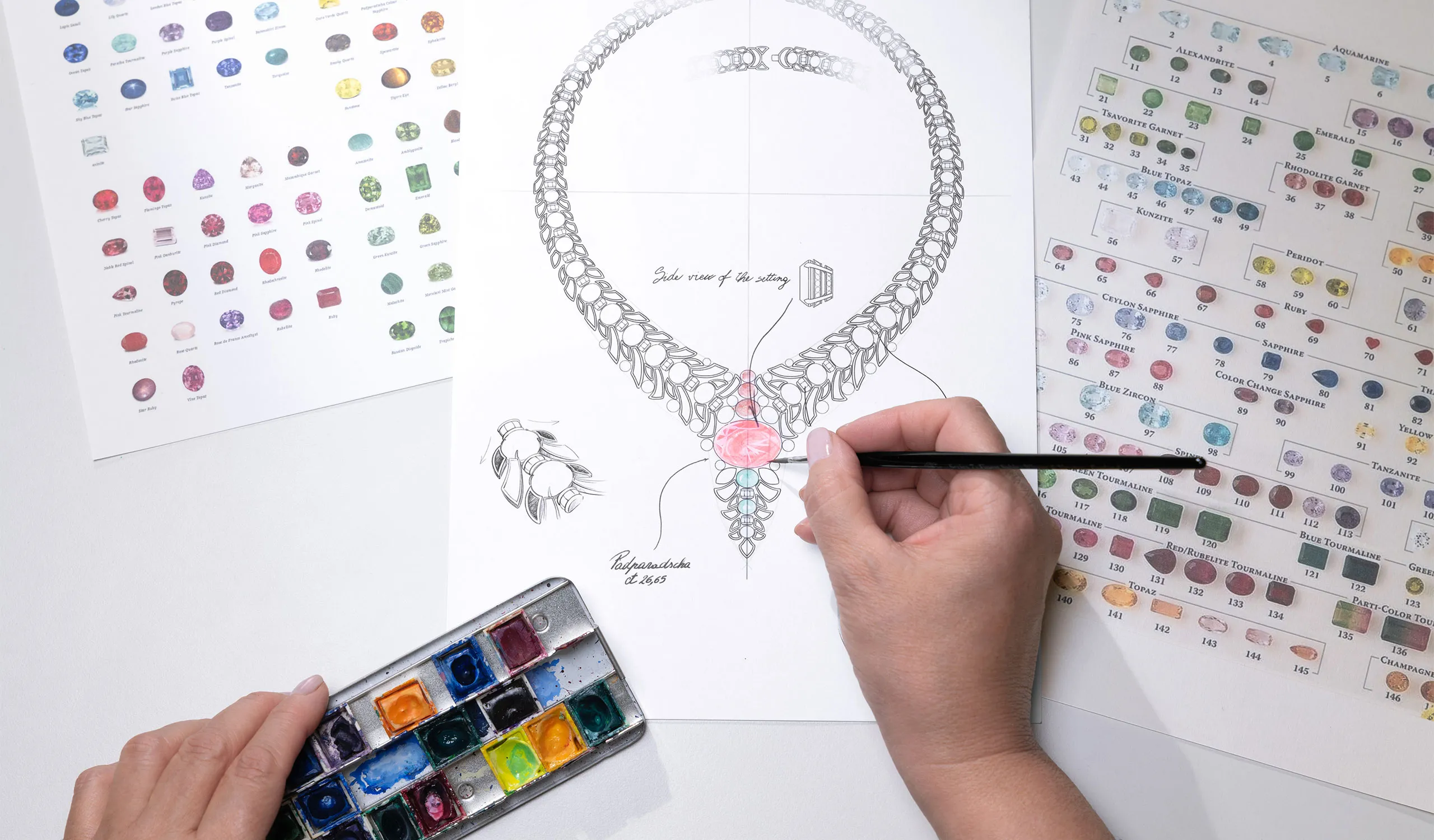 <p>Painting the Eclettica Secret Garden high jewellery necklace</p>
