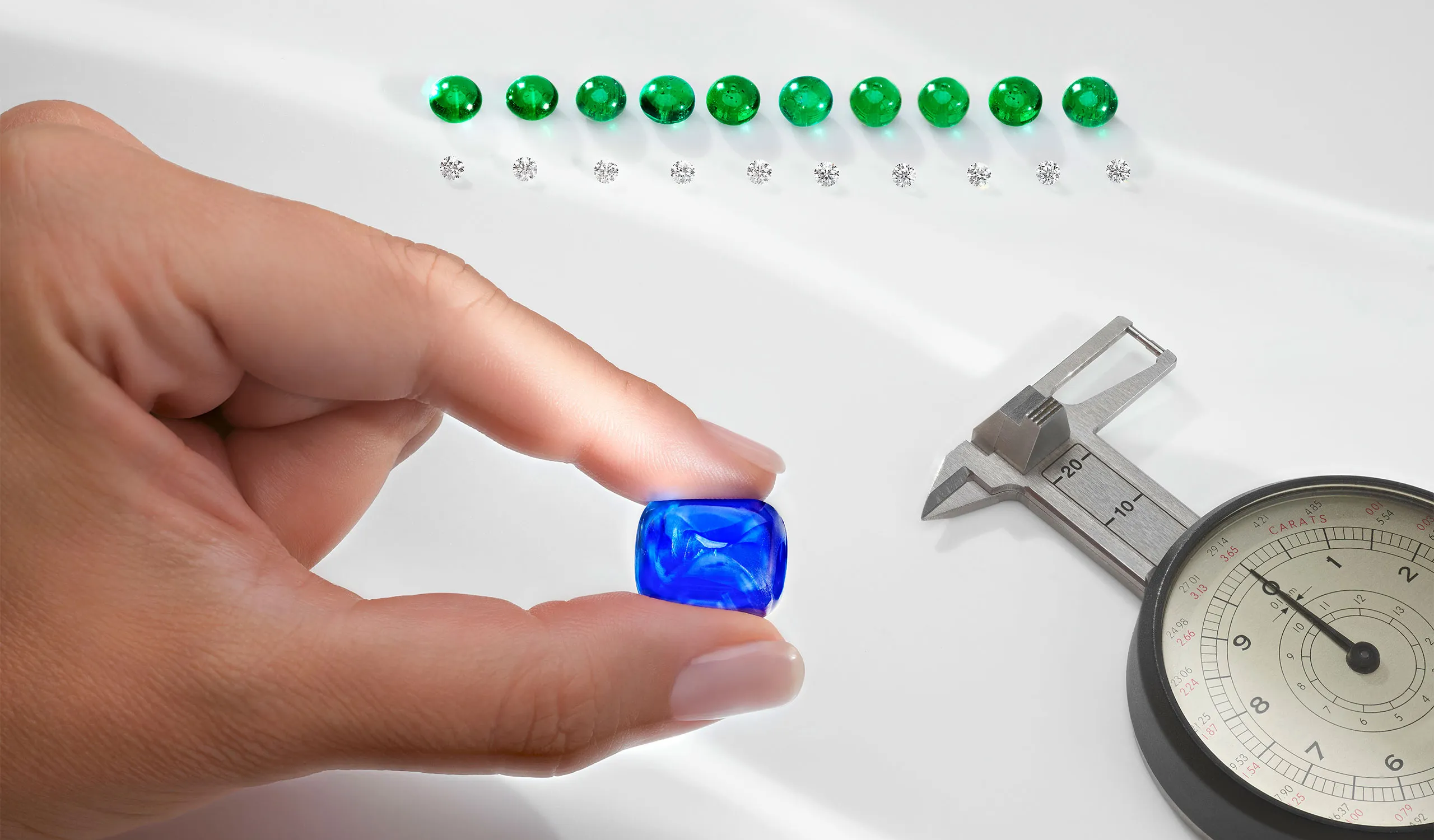 <p>The 31.90ct sugarloaf cabochon sapphire is from Sri Lanka and displays the rich royal blue for which the country is renowned</p>
