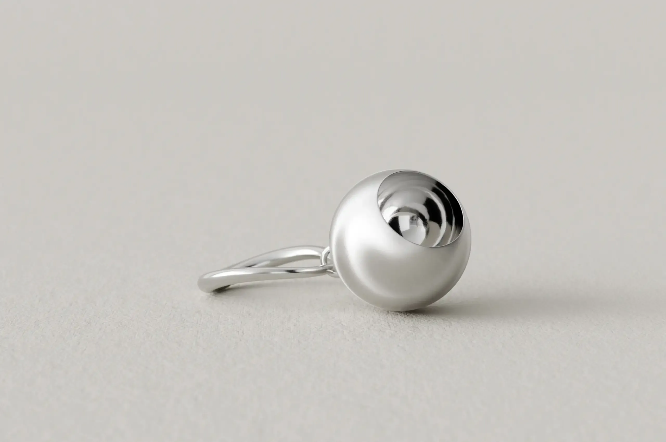 CAVE Round Large Charm Ring in sterling silver.