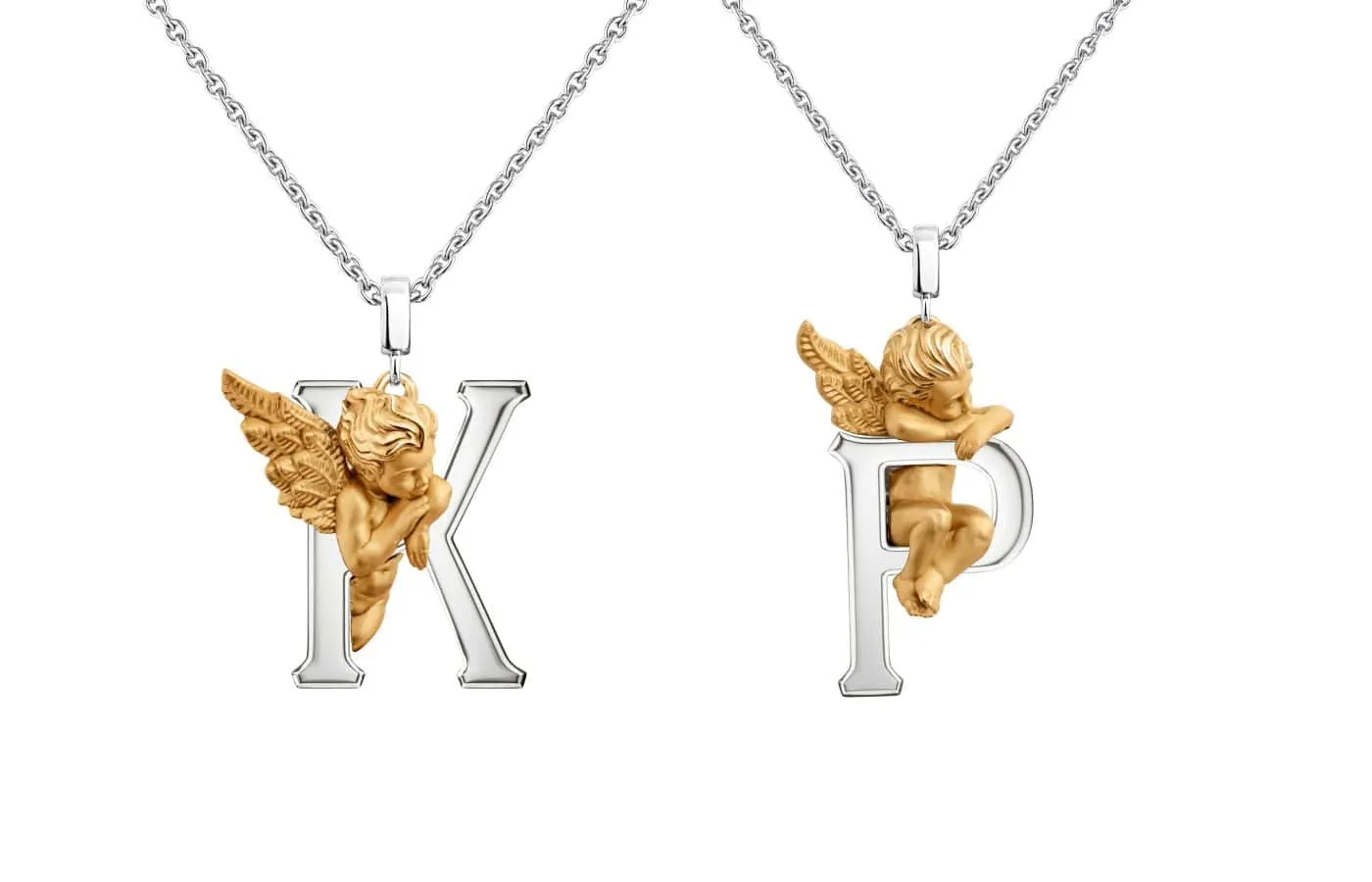 <p>The letters ‘K’ and ‘P’ for Katerina Perez in 18k white and yellow gold from the new Carrera y Carrera My Angel collection</p>