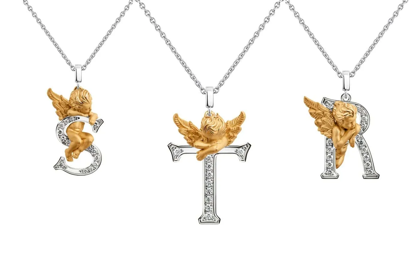 <p>The letters ‘S’, ‘T’ and ‘R’ in 18k white and yellow gold from the new Carrera y Carrera My Angel collection</p>