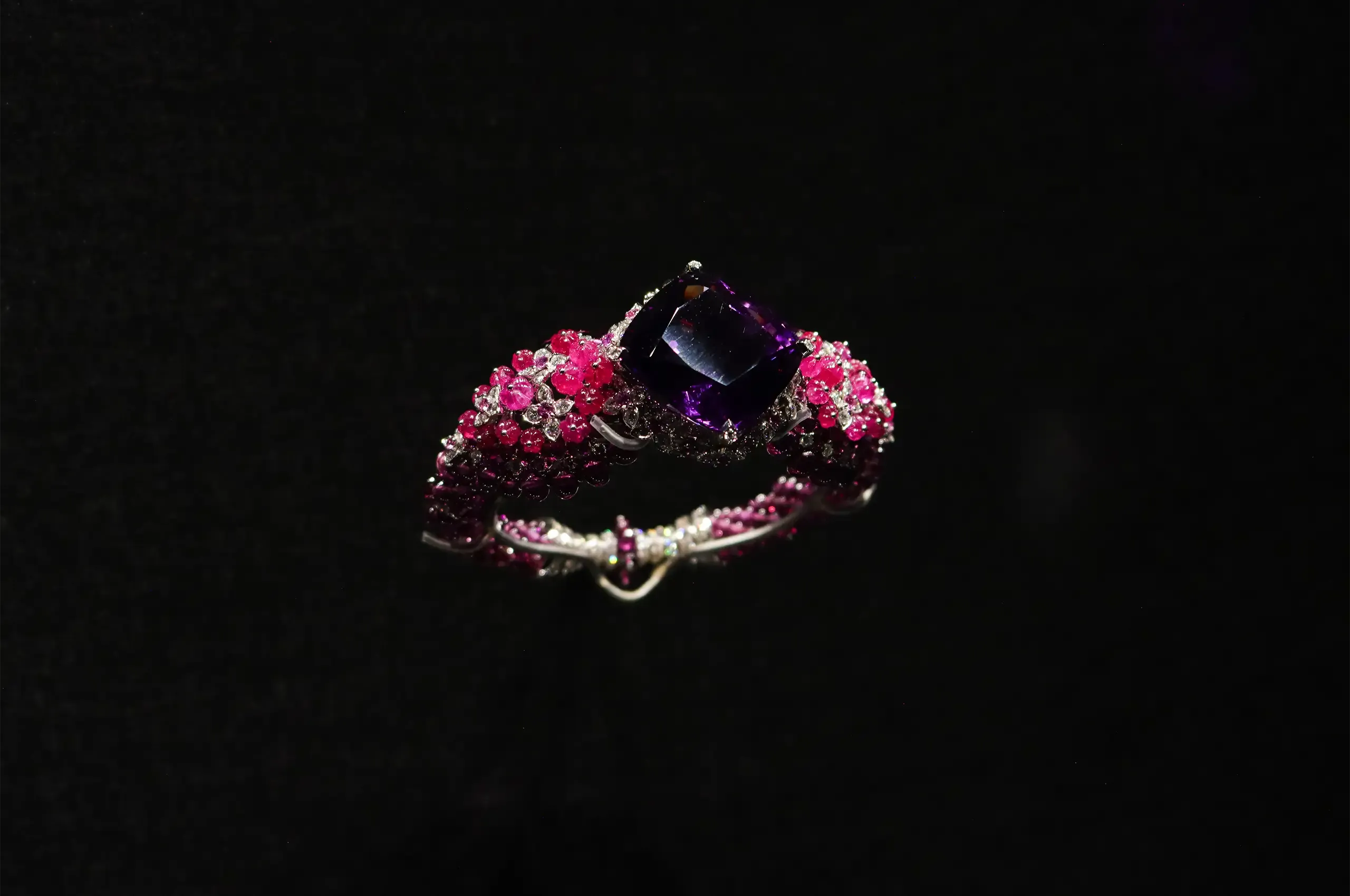 Cartier bracelet, set with a 58.21-carat amethyst, with purple garnets, carved rubies, pink sapphires and diamonds