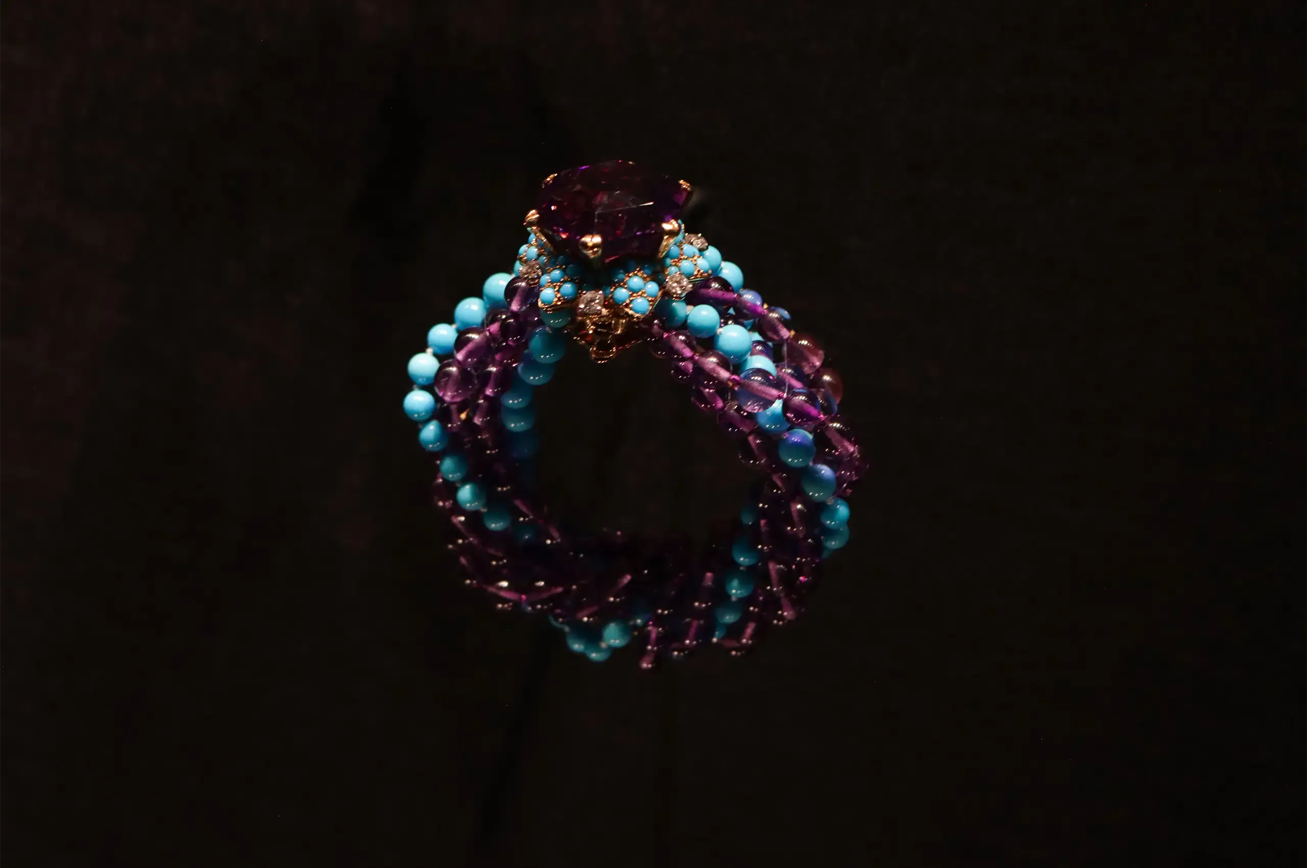 Cartier bracelet, 1954, created for the Duchess of Windsor, with a 45.98-carat amethyst, turquoise and diamonds. Cartier Collection