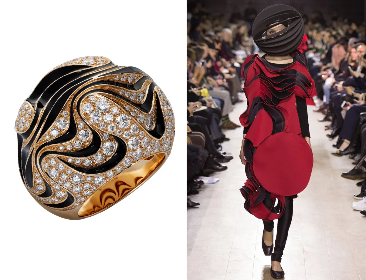 <p>Cartier Paris Nouvelle Vague Ring and Junya Watanabe</p>
