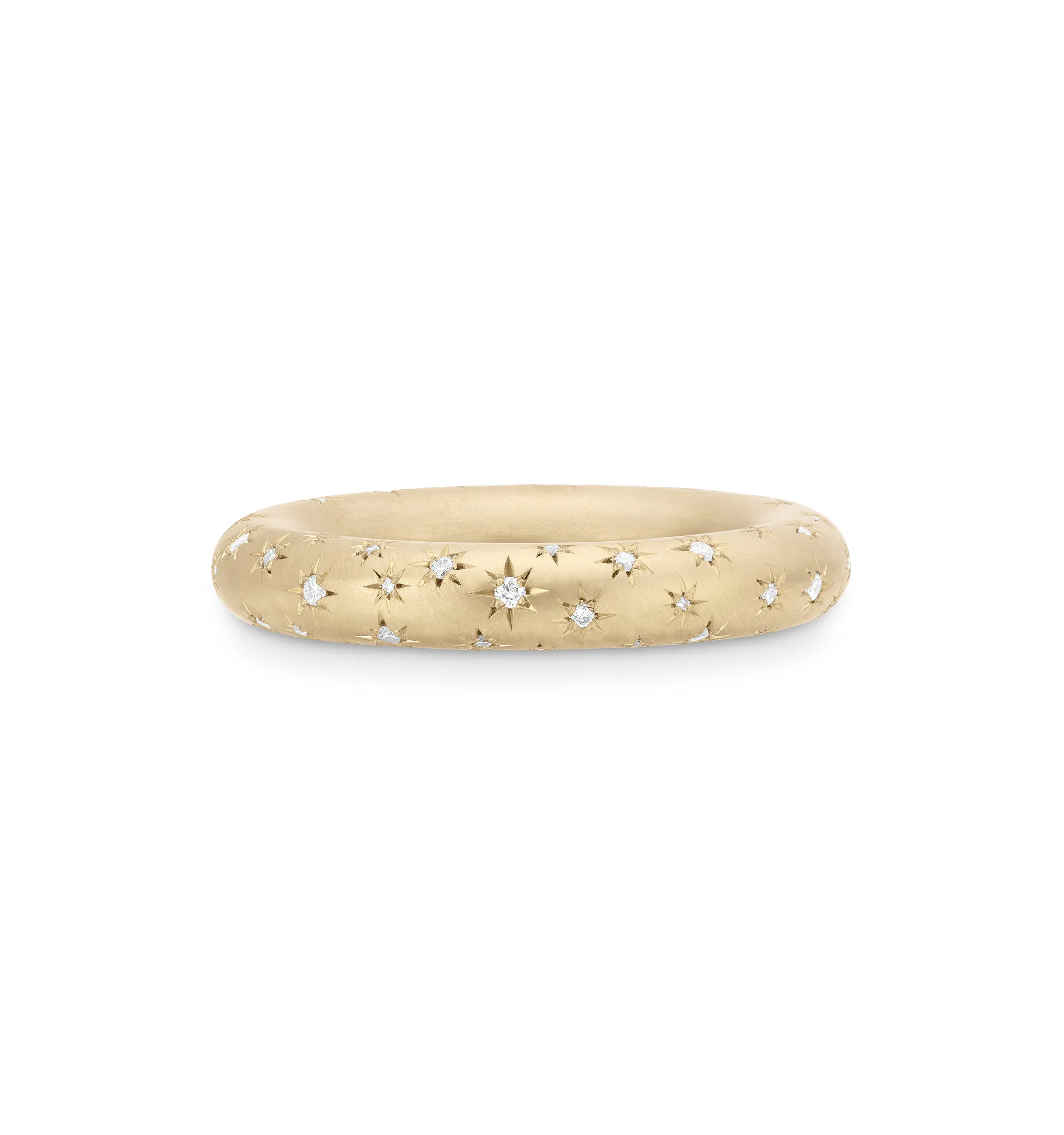 <p>Cece Jewellery Among The Stars ring, handcrafted in 18k yellow gold and hand-engraved with star-set diamonds</p>