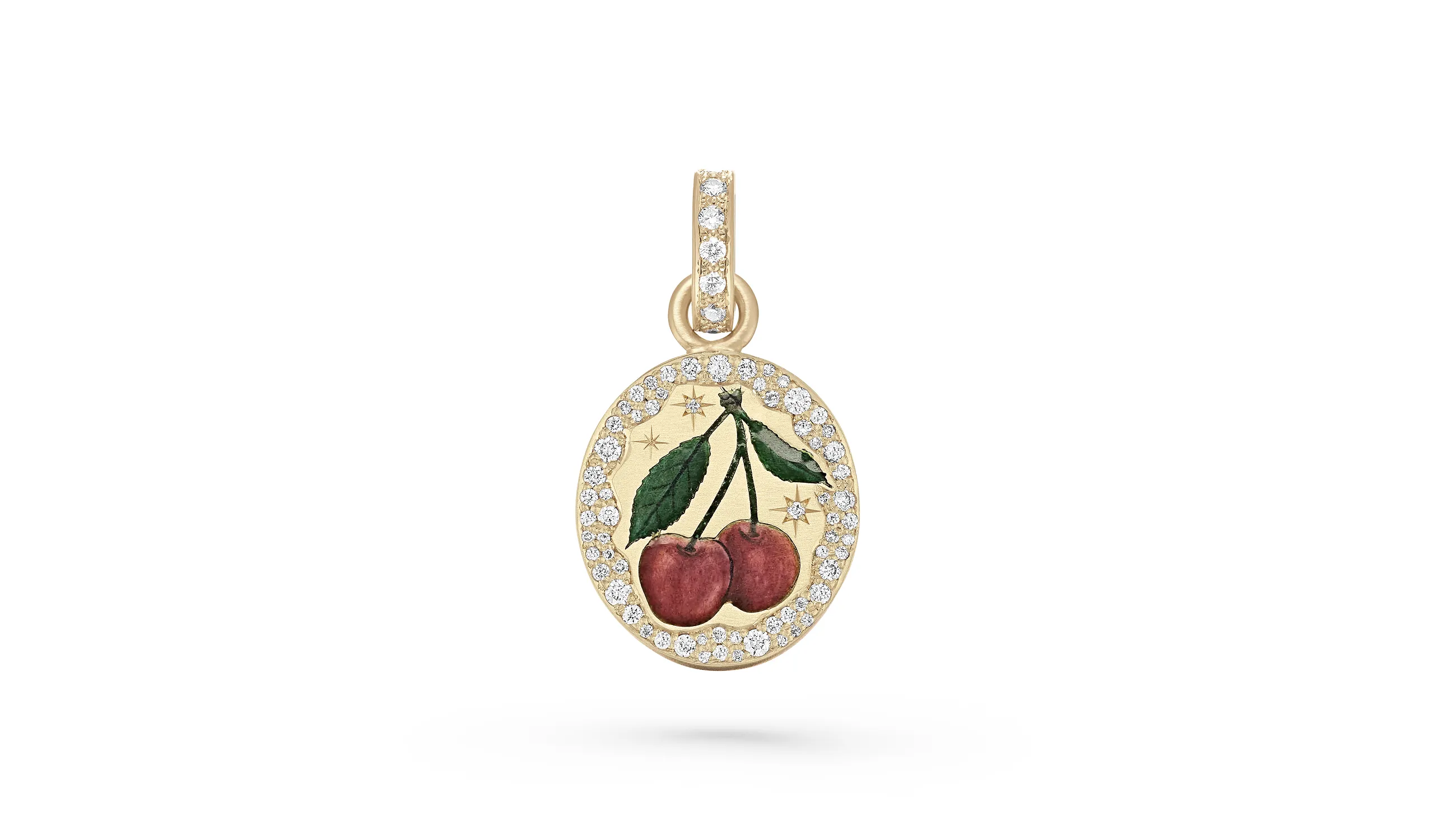 <p>Cece Jewellery A Cherry For Desire oval charm, handcrafted in 18k yellow gold with champlevé enamel and brilliant-cut diamonds</p>