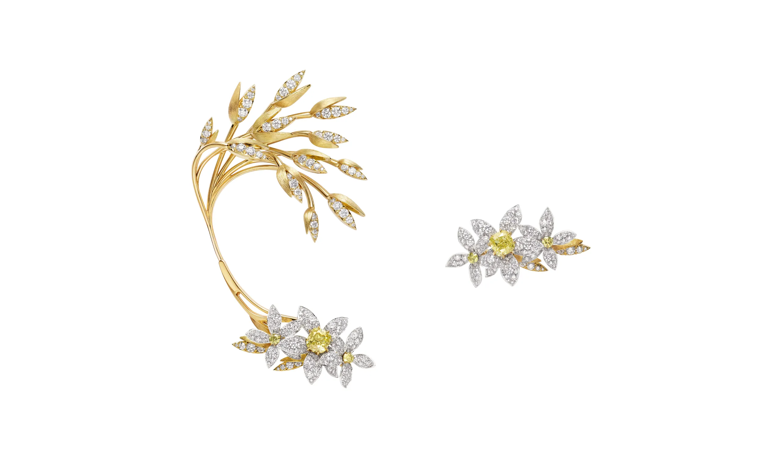 <p>The transformable Oat and Field Star high jewellery earrings. The cuff element can be removed, creating a matching pair of ear climbers</p>
