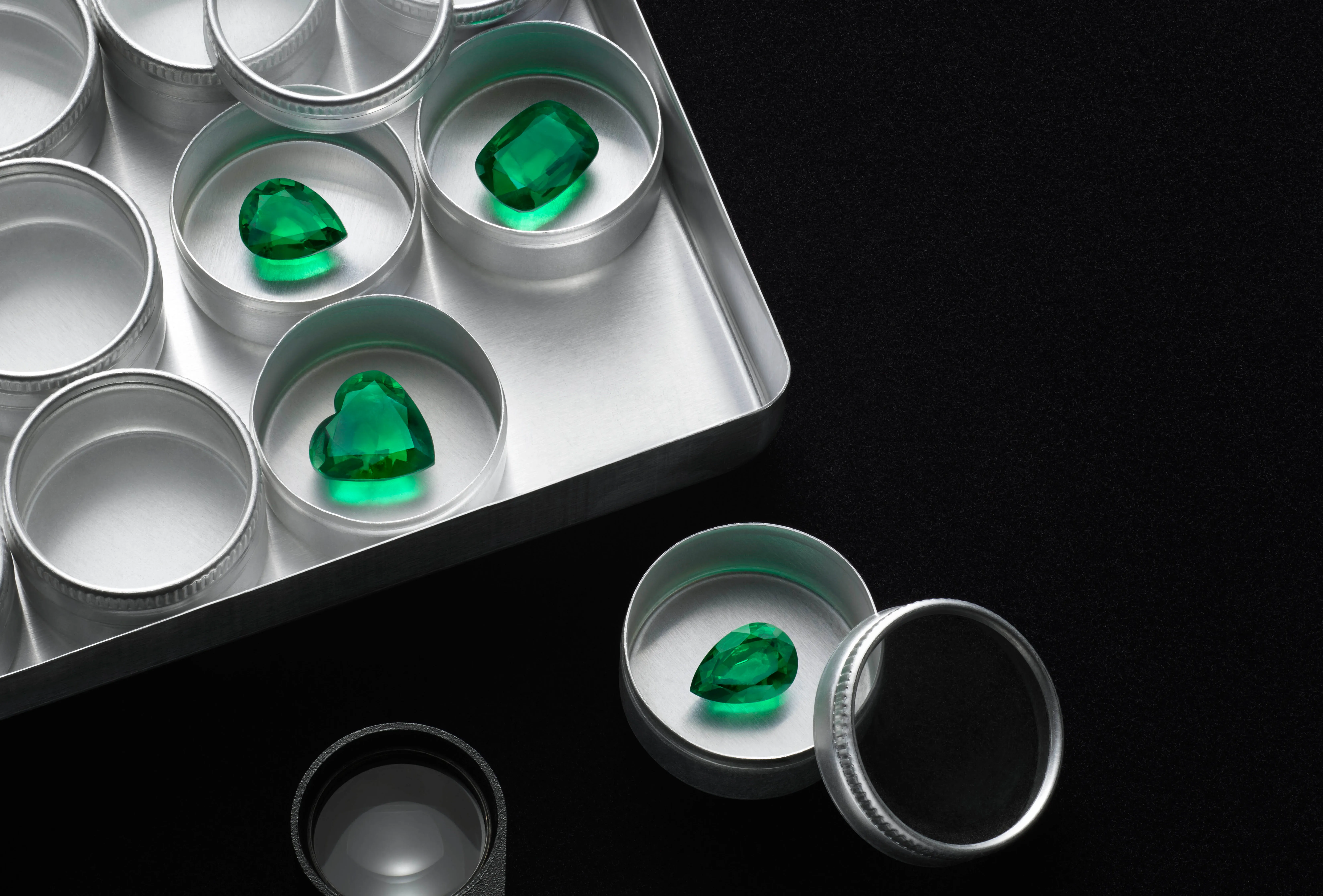 <p>Loose emeralds from Chopard’s Insofu collection</p>
