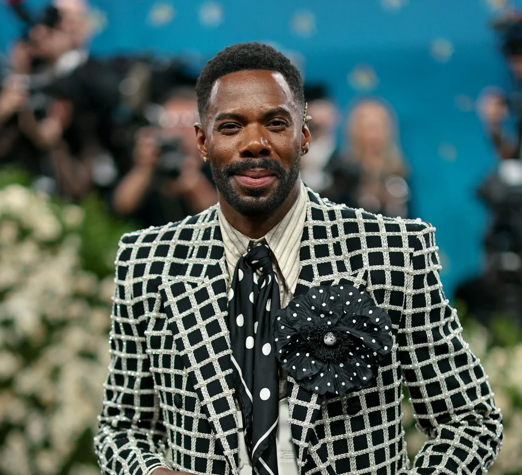<p>Co-host Colman Domingo pulled out all the stops in two different outfit changes, accessorised with Boucheron jewels</p>
