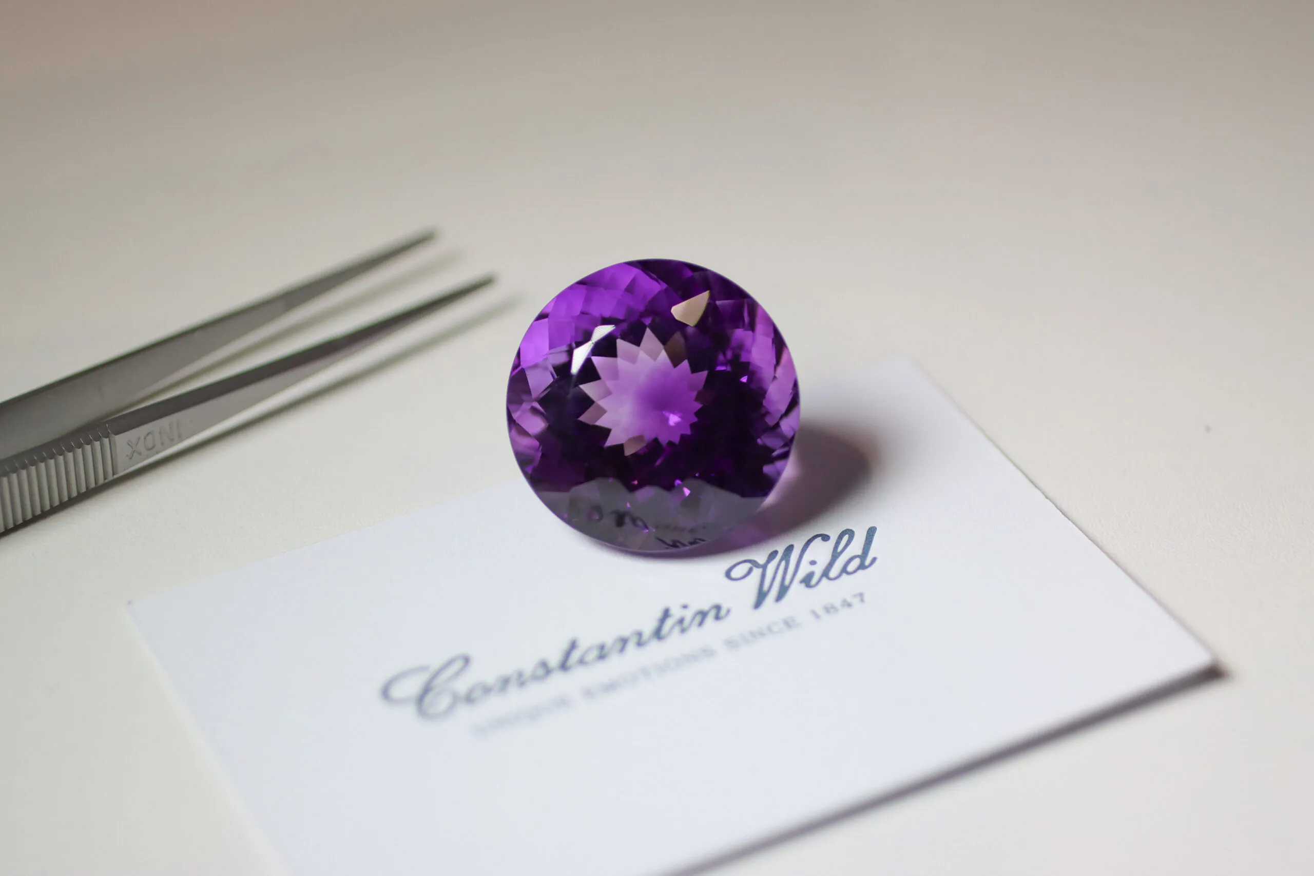 <p>Constantin Wild ‘introduced’ Katerina to his family heirloom that was not for sale: a 76ct Russian amethyst that was over 100 years old</p>
