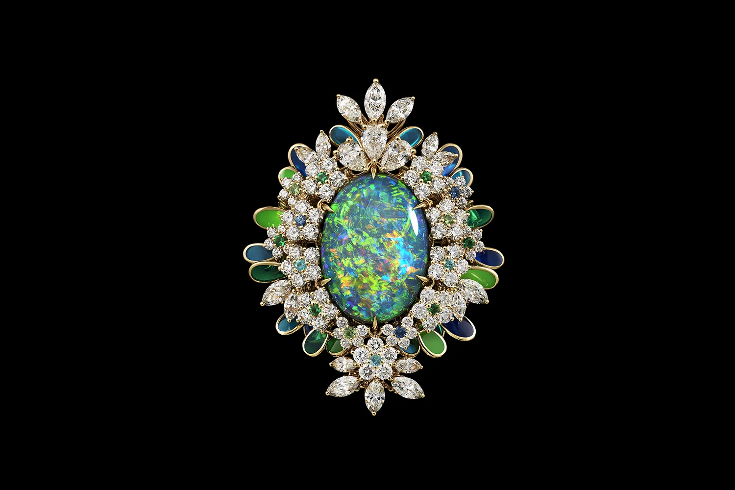 <p>A brooch-pendant from the Diorexquis High Jewellery collection with an oval-shaped opal surrounded by diamonds and coloured gemstones </p>