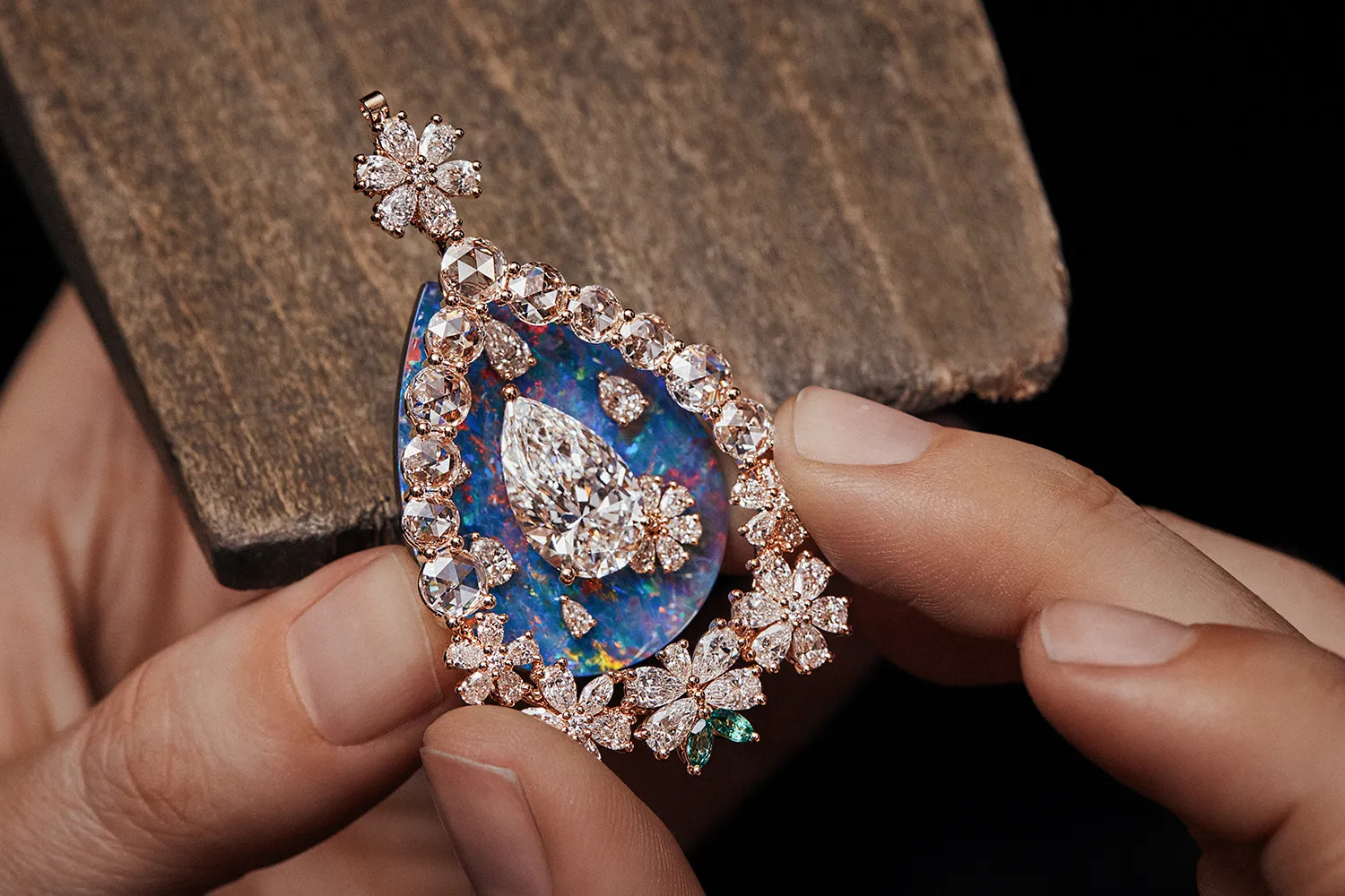 <p>Layering a framework of diamonds over opal in the Diorexquis Nature Precieuse High Jewellery necklace. Photo credit Piotr Stoklosa</p>