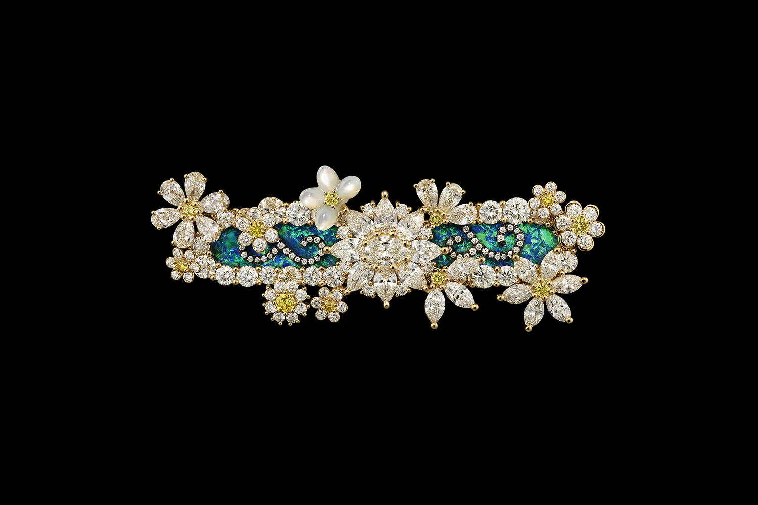 <p>A new piece from the Diorexquis High Jewellery collection by Victoire de Castellane with a central diamond-set flower on a backdrop of opal</p>