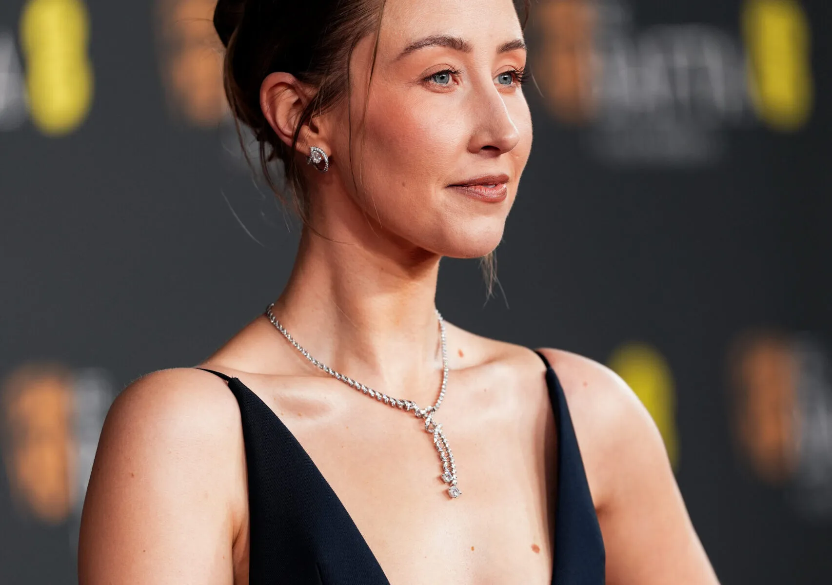 <p>Erin Doherty also wore Chaumet diamond jewellery, including a Twisted diamond necklace</p>