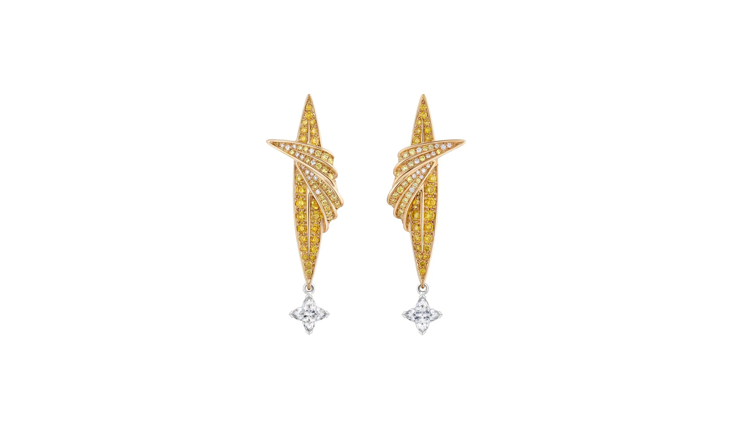 <p>A fourth pair of yellow and white diamond Fortune high jewellery earrings</p>
