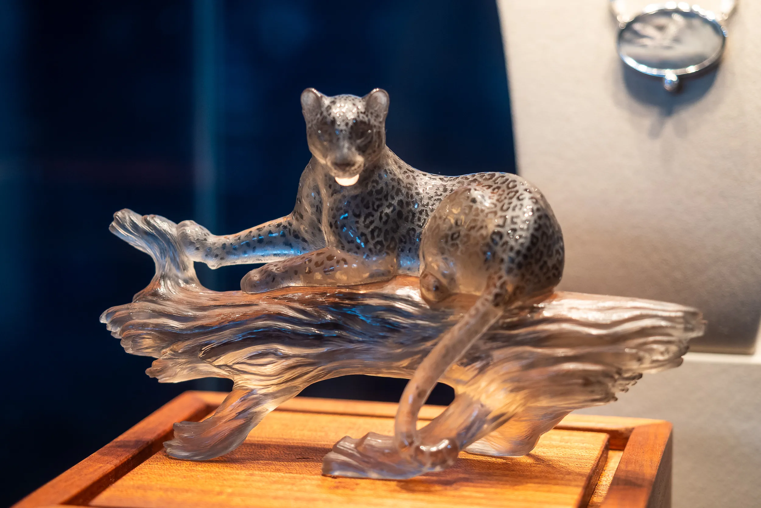 <p>A carved leopard by gemstone carver Elsa Marceau</p>