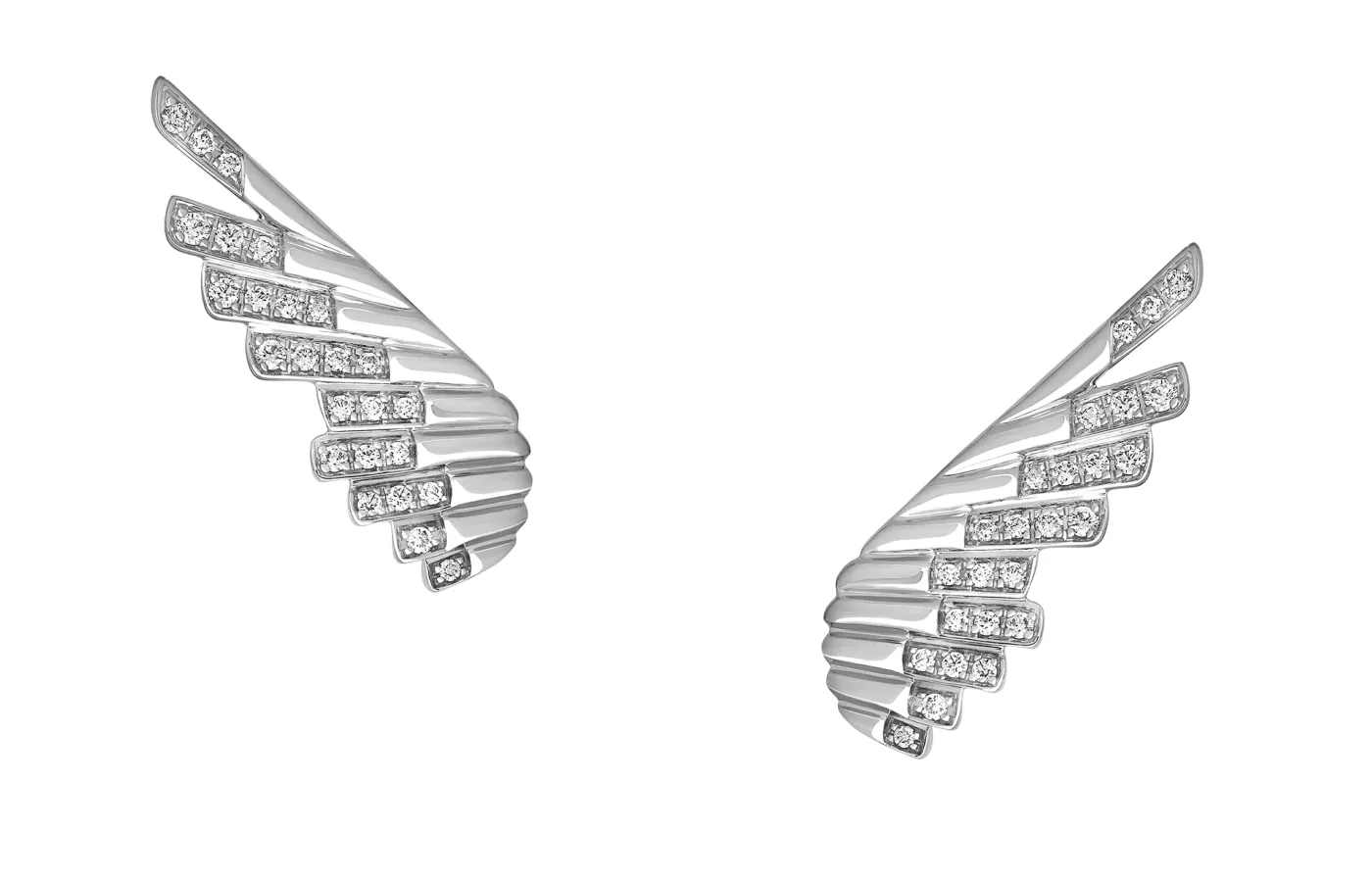 <p>Garrard Mini Icons earrings from the Wings collection with diamonds in 18k white gold</p>
