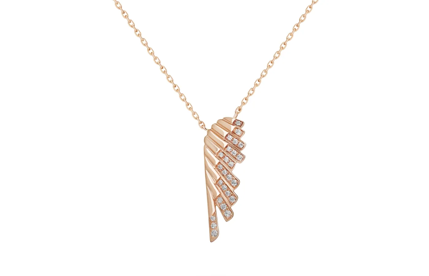 <p>Garrard Mini Icons necklace from the Wings collection with diamonds in 18k rose gold</p>
