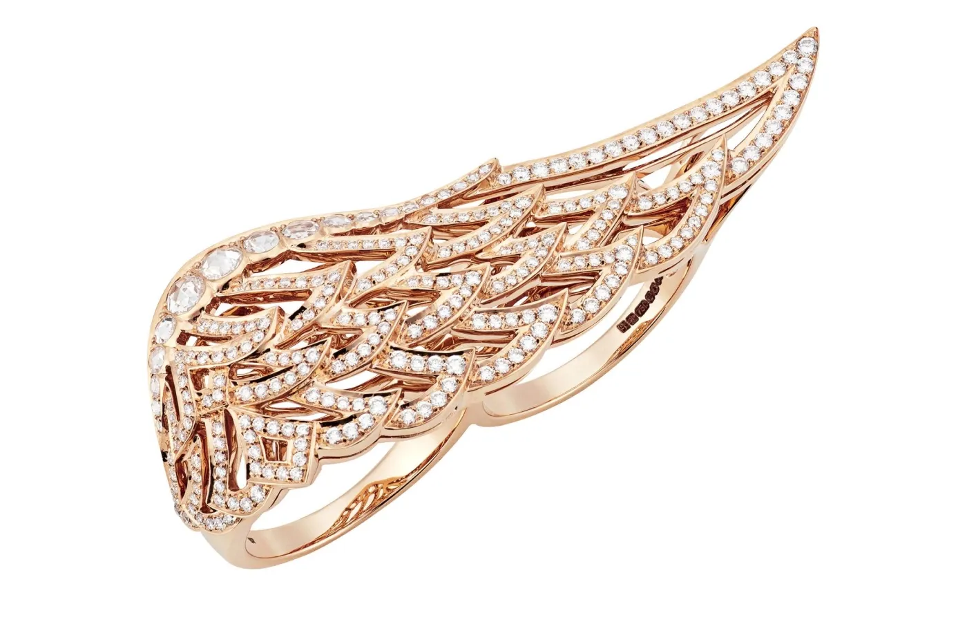 <p>Garrard ring from the Wings collection with diamonds in 18k rose gold</p>