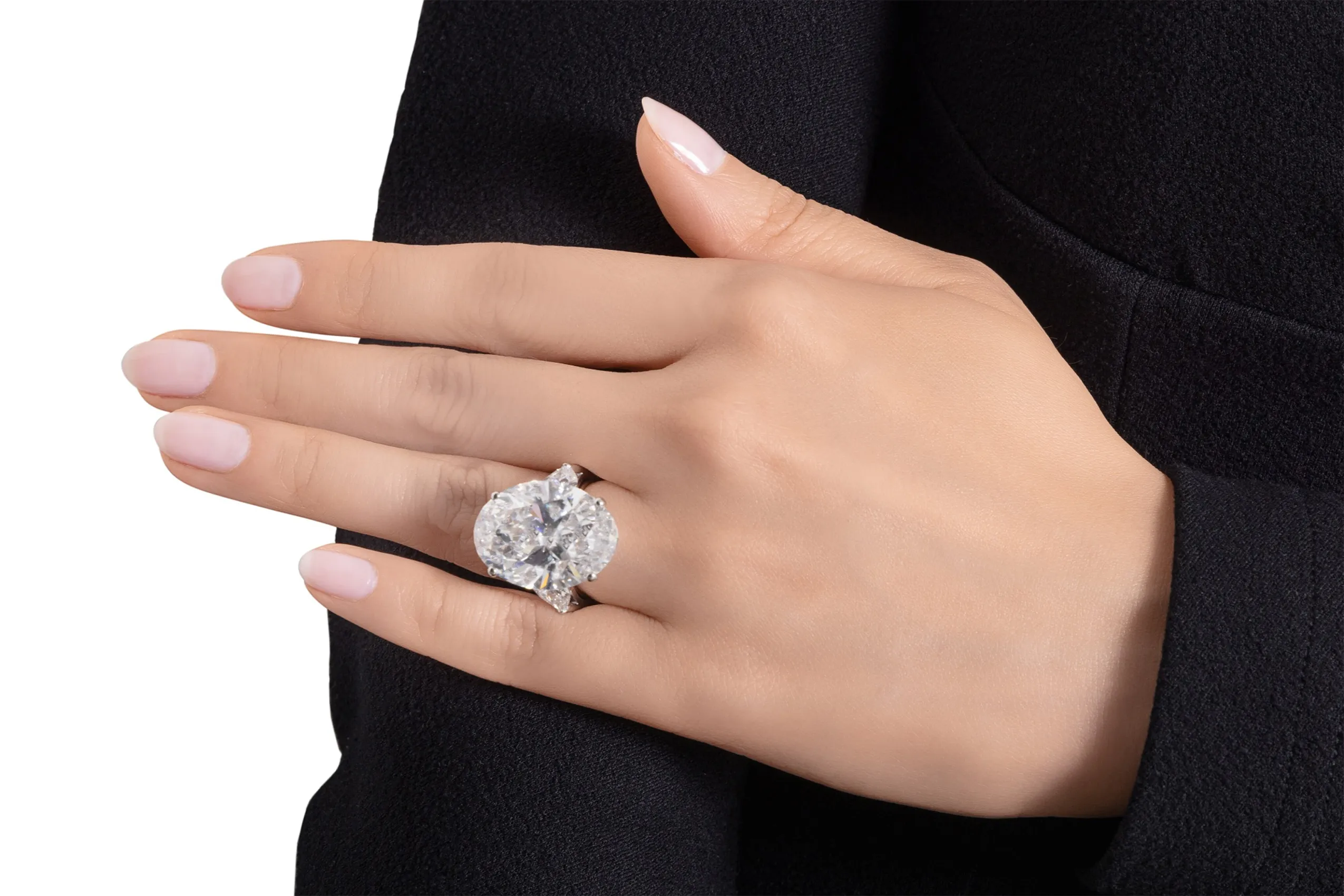 <p>This 21.54 carat oval diamond ring by Graff, graded D colour and VVS2 clarity, sold at Sotheby’s for $1,440,000 in June 2024.</p>