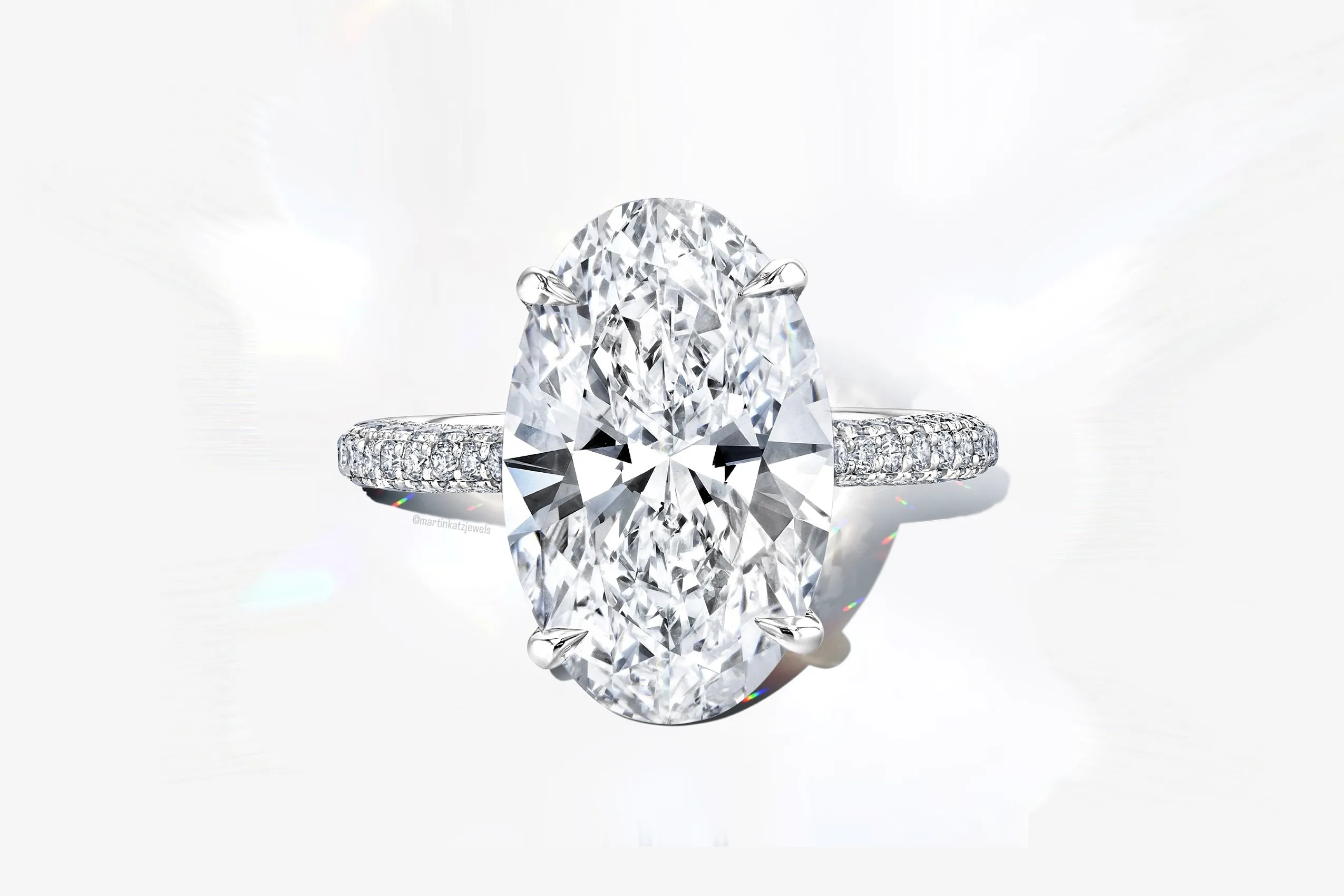 <p>An oval diamond engagement ring by Martin Katz.</p>