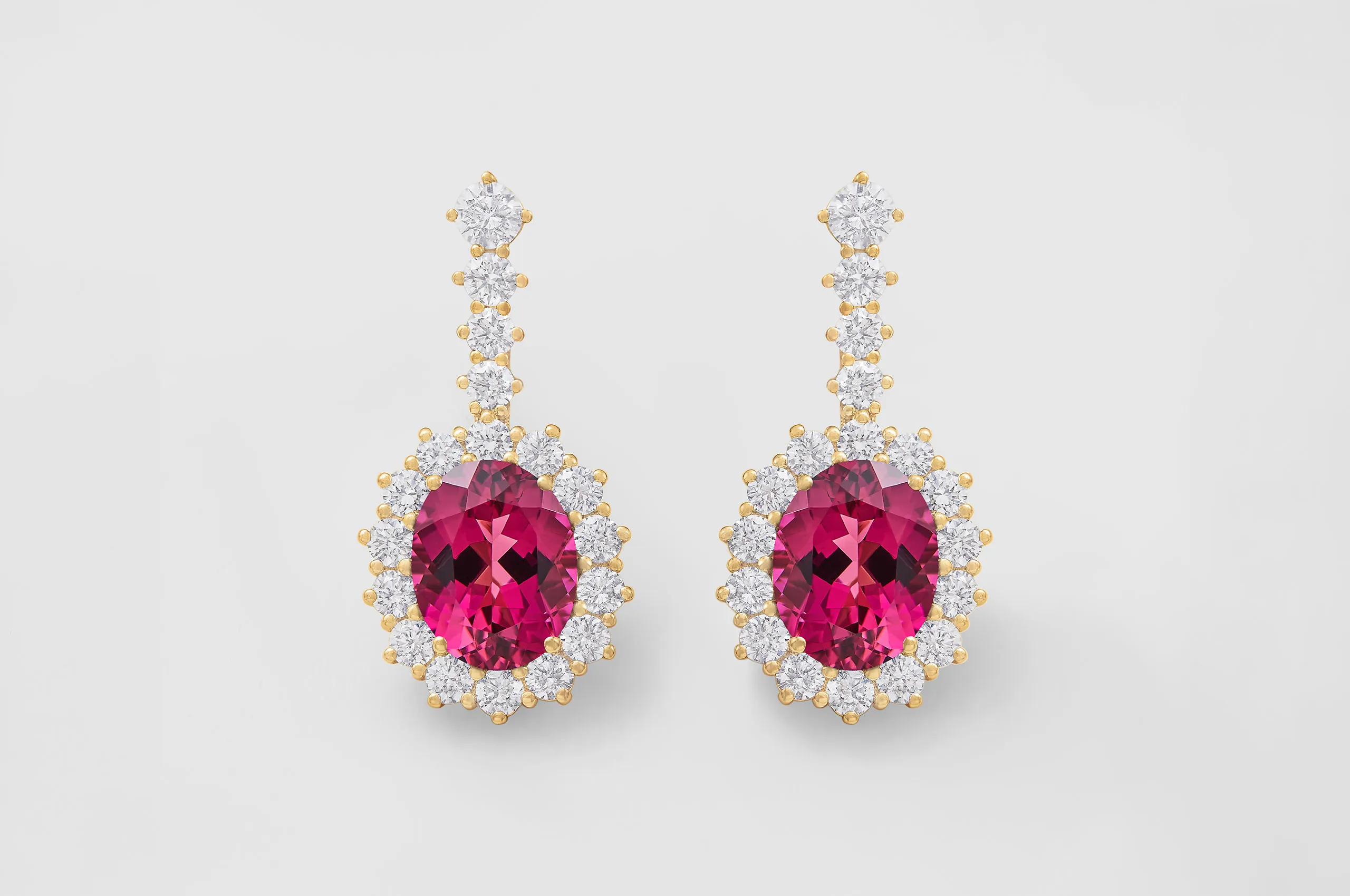 Giorgio Visconti earrings with pink tourmalines and diamonds in rose gold, part of the Like Me Chapter III collection 