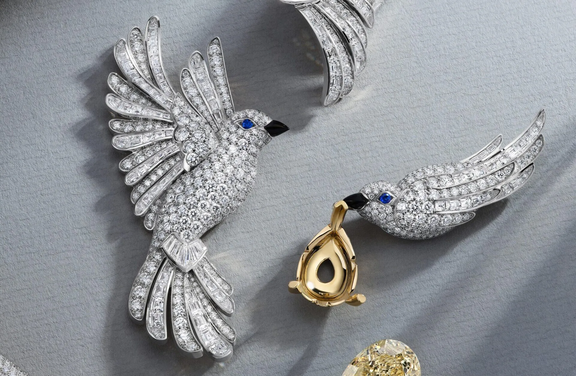 <p>The diamond-set sparrows in The Gift of Love High Jewellery necklace by Graff have onyx beaks and blue sapphire eyes</p>