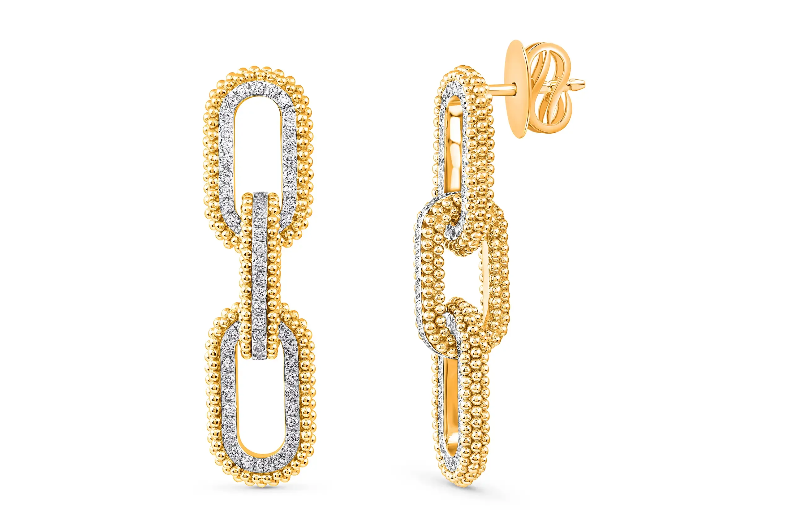 HARAKH Sunlight earrings with round brilliant-cut diamonds set in 18k yellow gold 