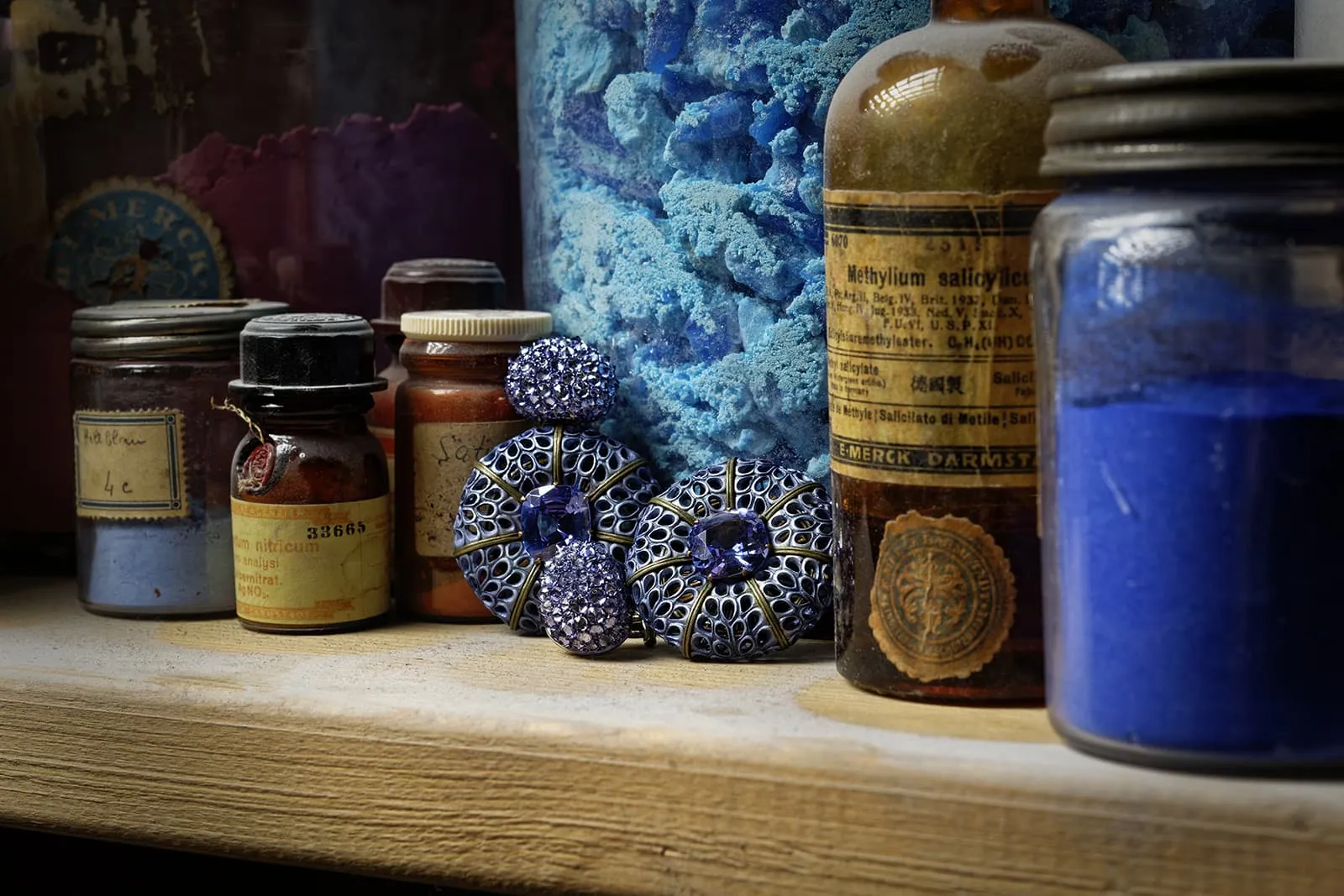 <p>Hemmerle Lavender earrings from the Infused Jewels collection crafted with tanzanites in aluminium, bronze and white gold</p>