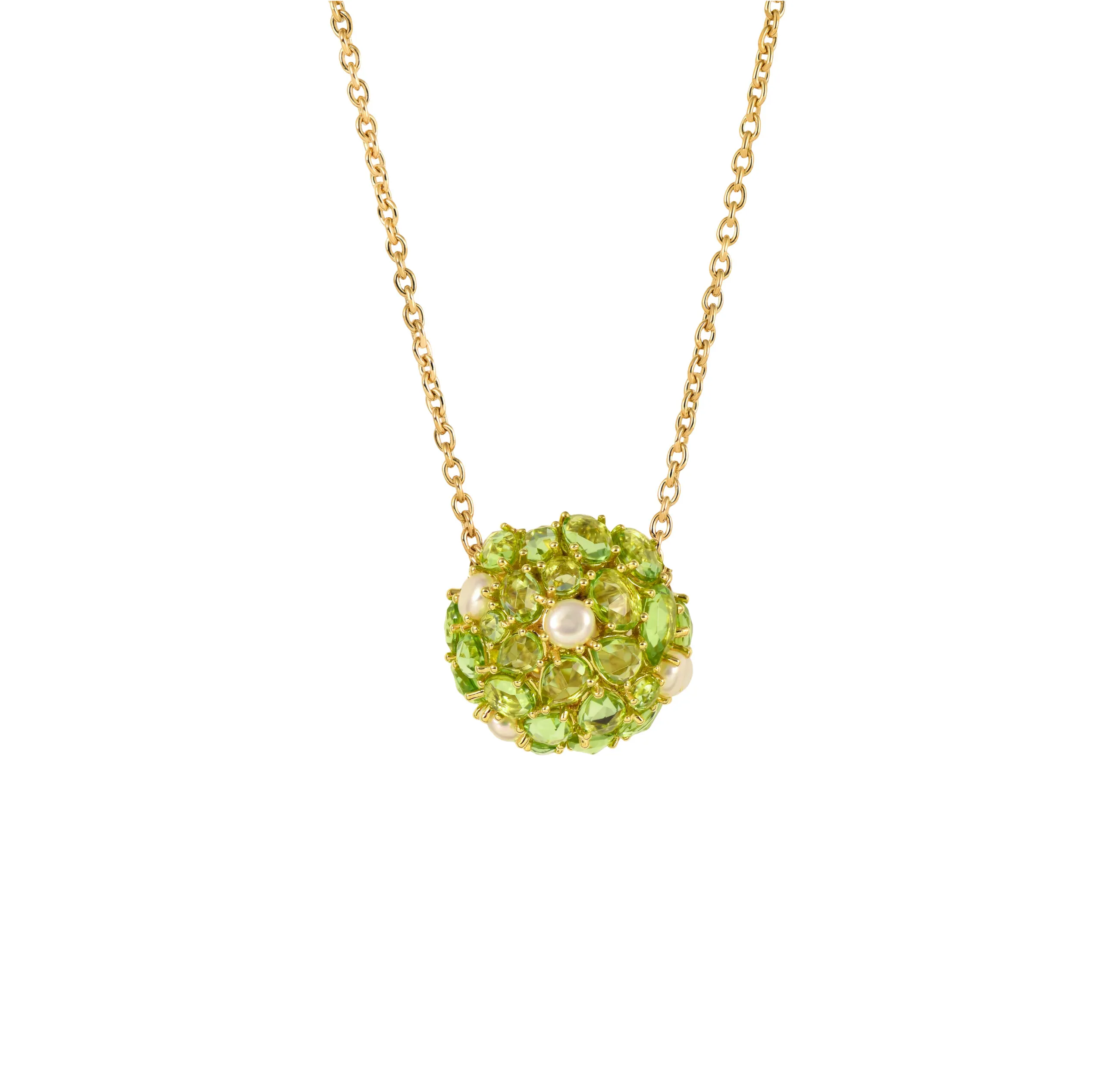 <p>Gyan Jaipur pendant from the Jaipur collection with peridot and pearls in 18k yellow gold </p>
